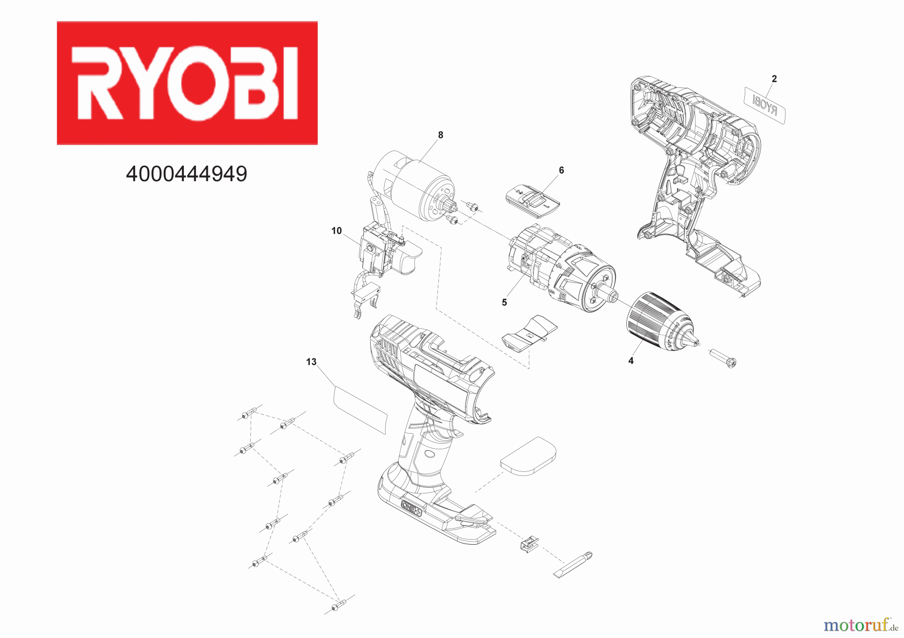 Ryobi (Schlag-)Bohrschrauber Akkuschrauber R18DDP2-0 18 V Akku-Bohrschrauber Seite 1