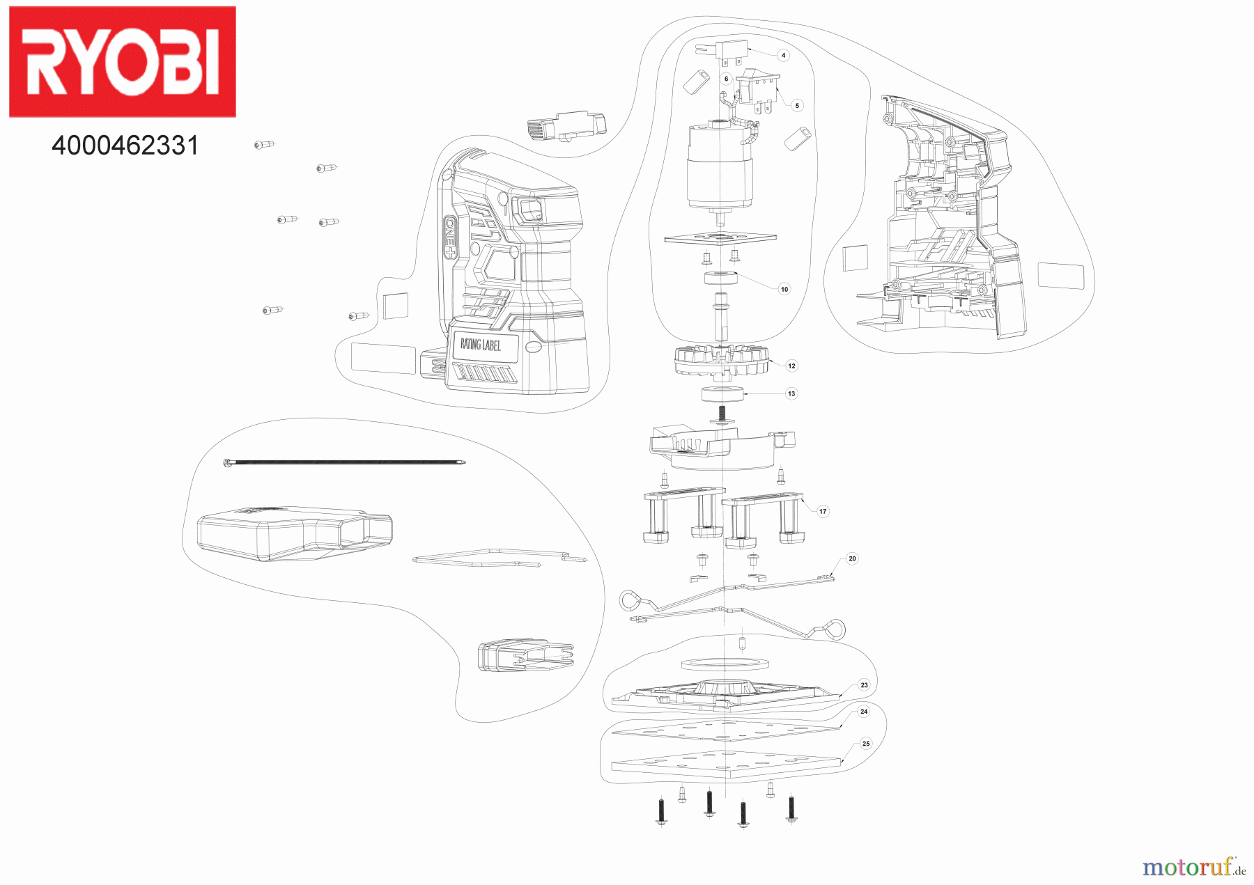 Ryobi Schleifgeräte Schwingschleifer R18SS4 18 V Akku-Schwingschleifer Seite 1