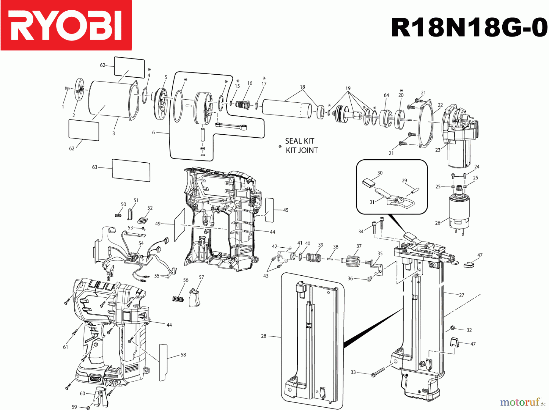 Ryobi Nagler und Tacker R18N18G Akku Nagler Seite 1
