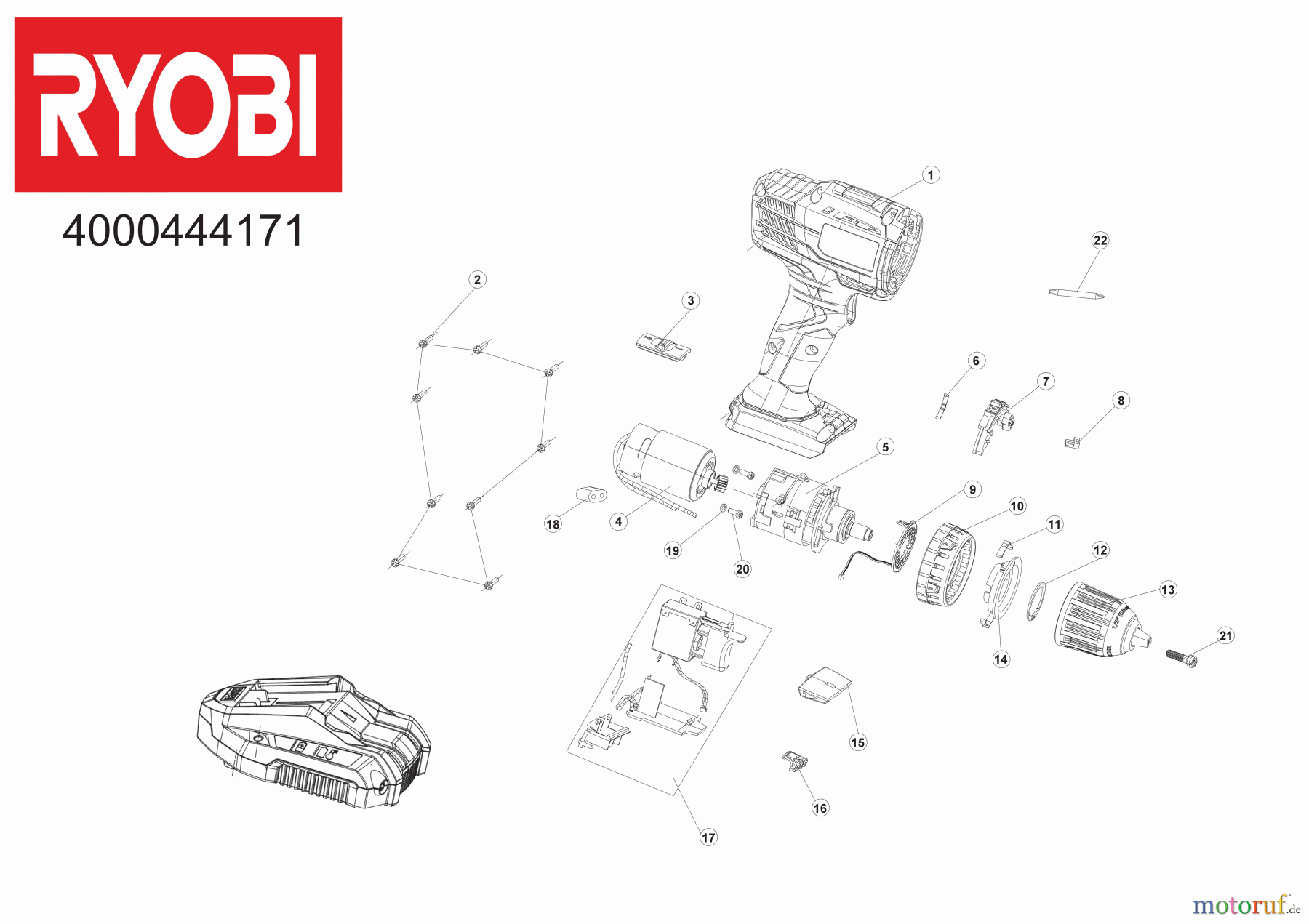 Ryobi (Schlag-)Bohrschrauber Akkuschrauber R14DDE-LL15S 14,4V 2-Gang Akku-Bohrschrauber Seite 1