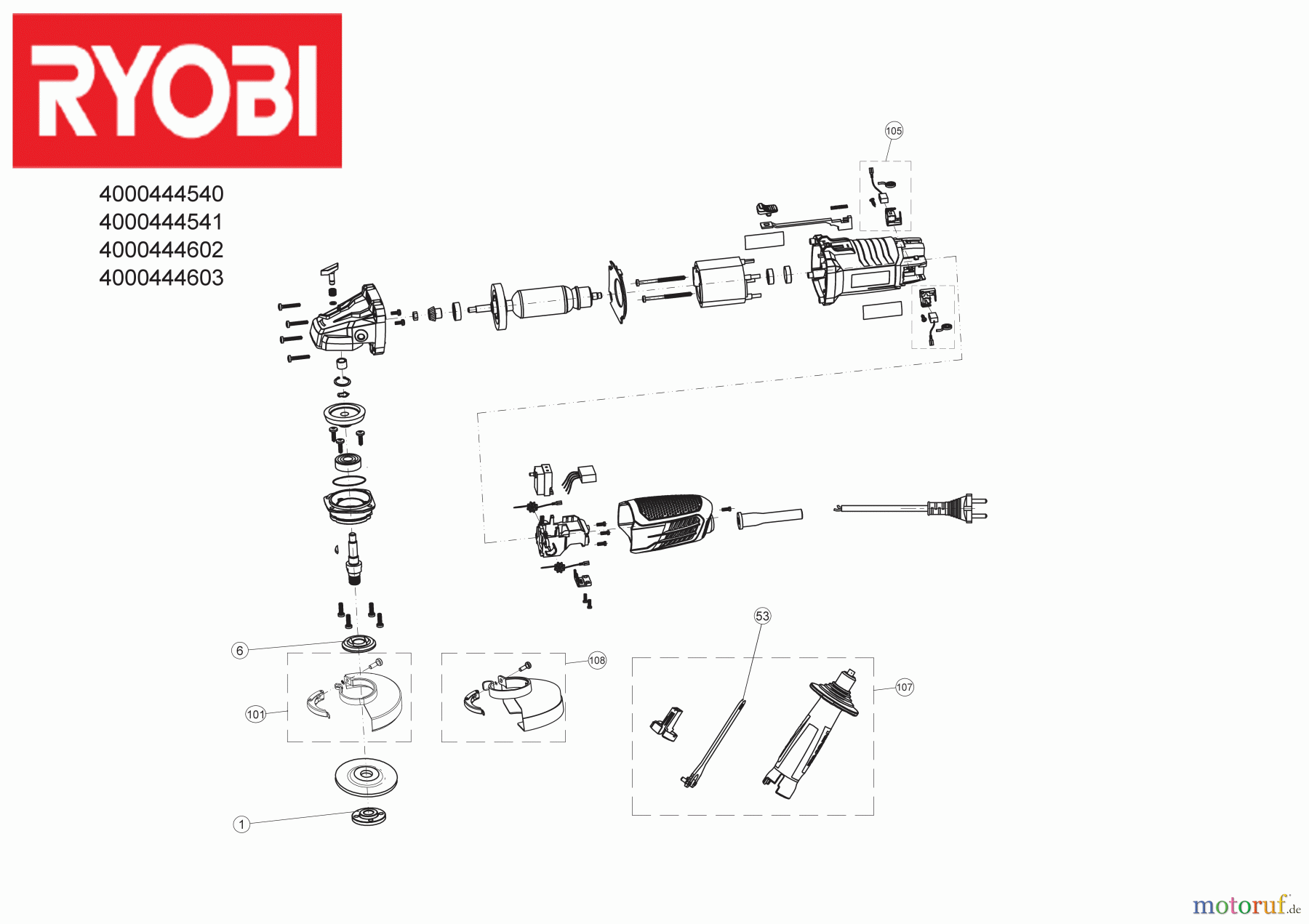Ryobi Schleifgeräte Winkelschleifgerät RAG800-125G 800 W Winkelschleifer