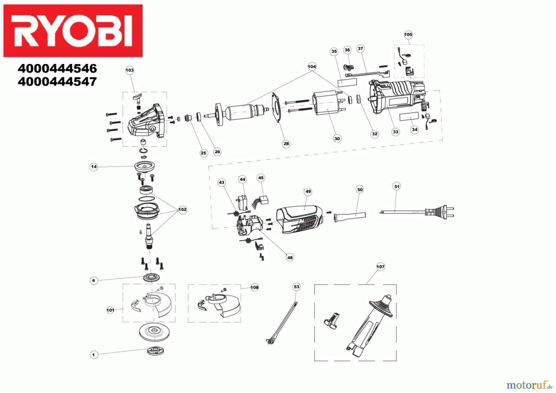 Ryobi Schleifgeräte Winkelschleifgerät RAG950-125S 950 W Winkelschleifer Seite 1