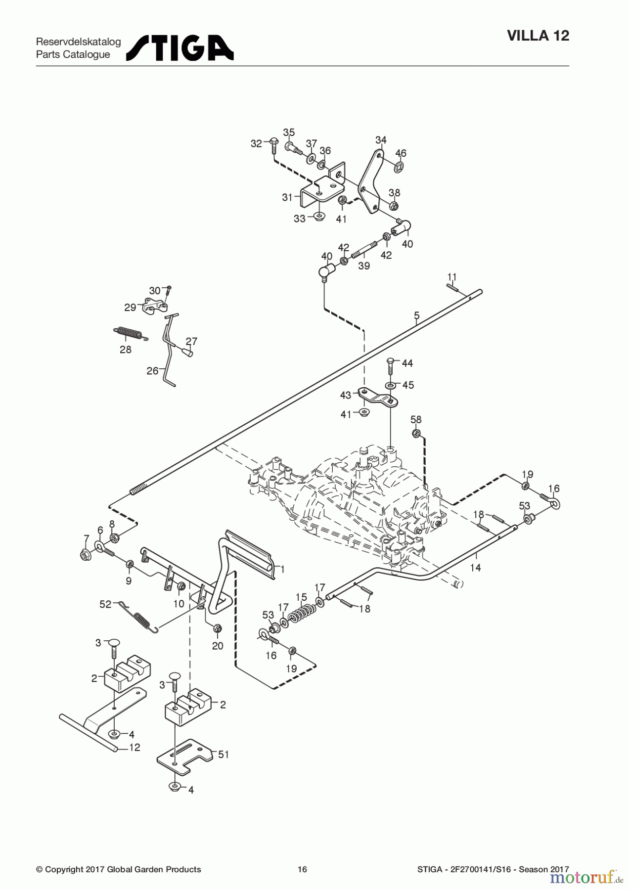  Stiga Frontmäher Baujahr 2017 Villa - Ready 2017 Villa 12 2F2700141/S16 - Season 2017 Foot controls