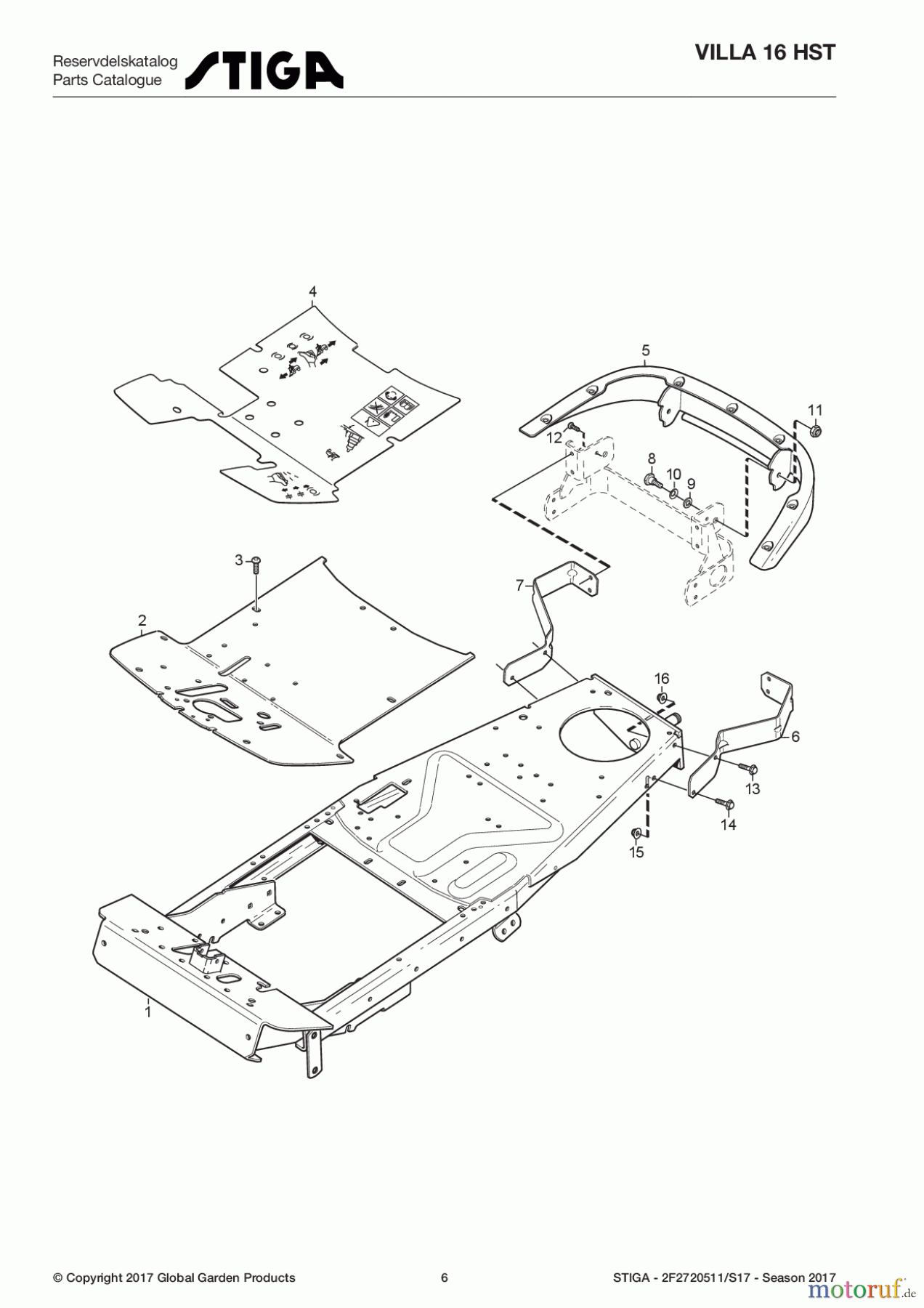 Stiga Frontmäher Baujahr 2017 Villa - Ready 2017 Villa 16 HST 2F2720511/S17 - Season 2017 Frame
