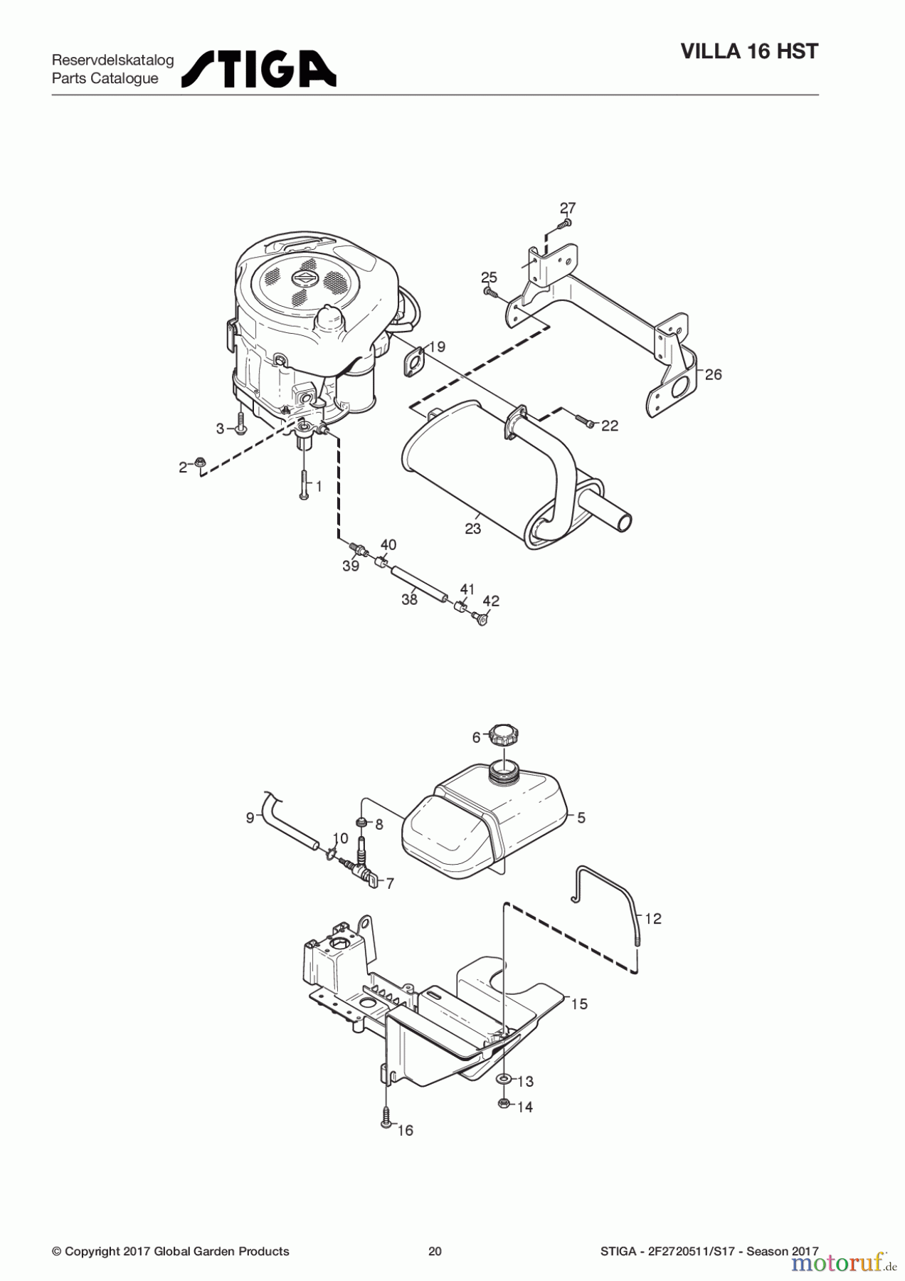  Stiga Frontmäher Baujahr 2017 Villa - Ready 2017 Villa 16 HST 2F2720511/S17 - Season 2017 Engine