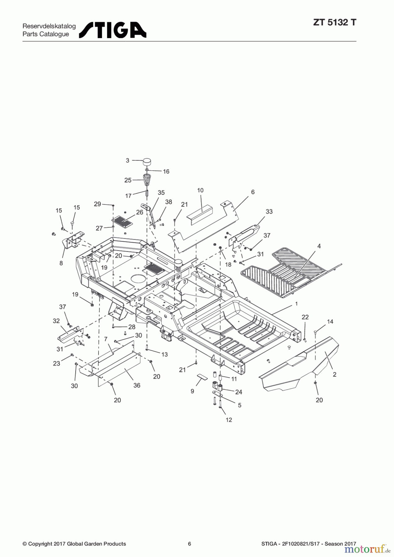  Stiga Frontmäher Baujahr 2017 Zero Turn Mowers 2017 ZT 5132 T 2F1020821/S17 - Season 2017 Frame