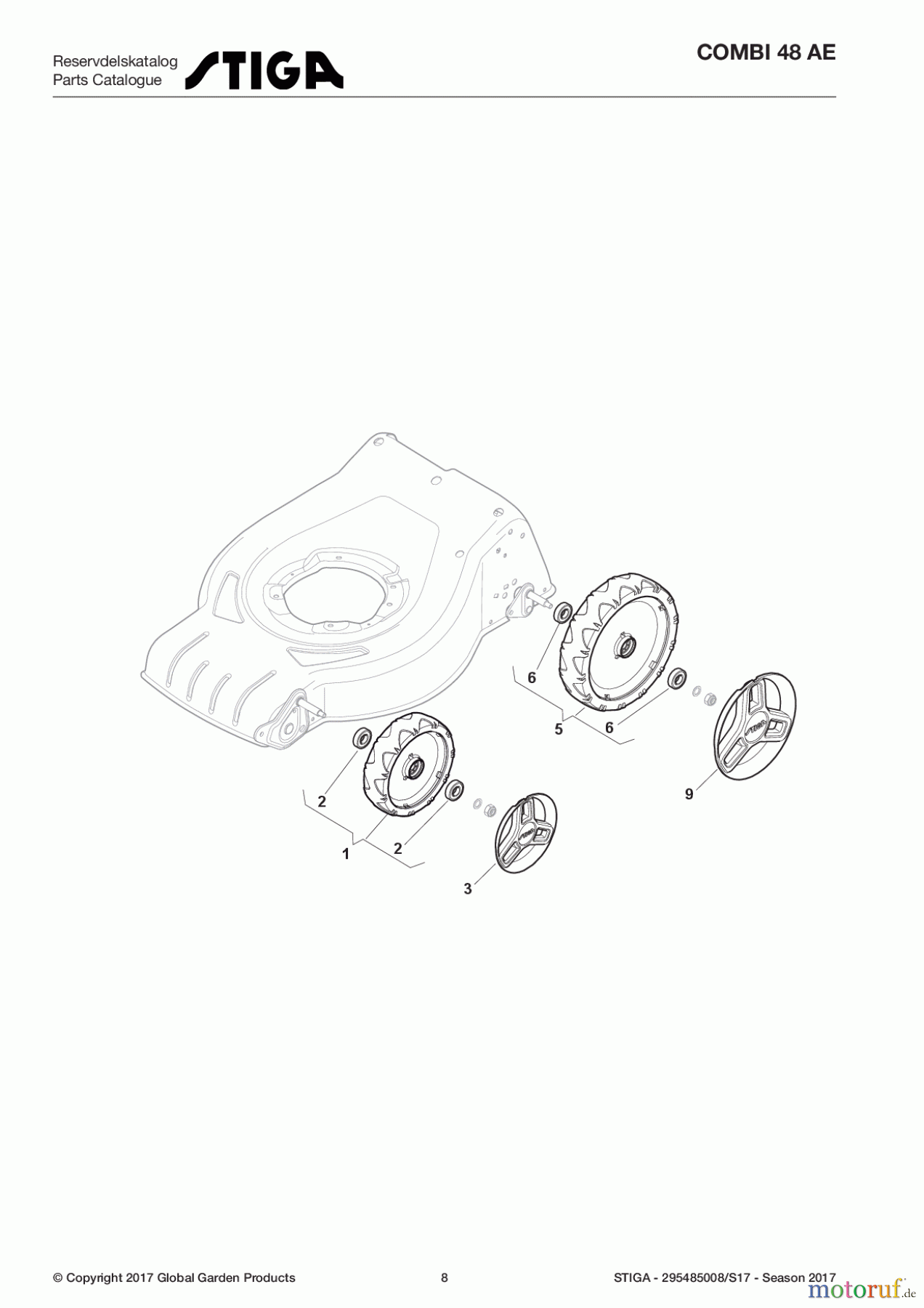 Stiga Rasenmäher Baujahr 2017 Akku 2017 COMBI 48 AE 295485008/S17 - Season 2017 Wheels and Hub Caps