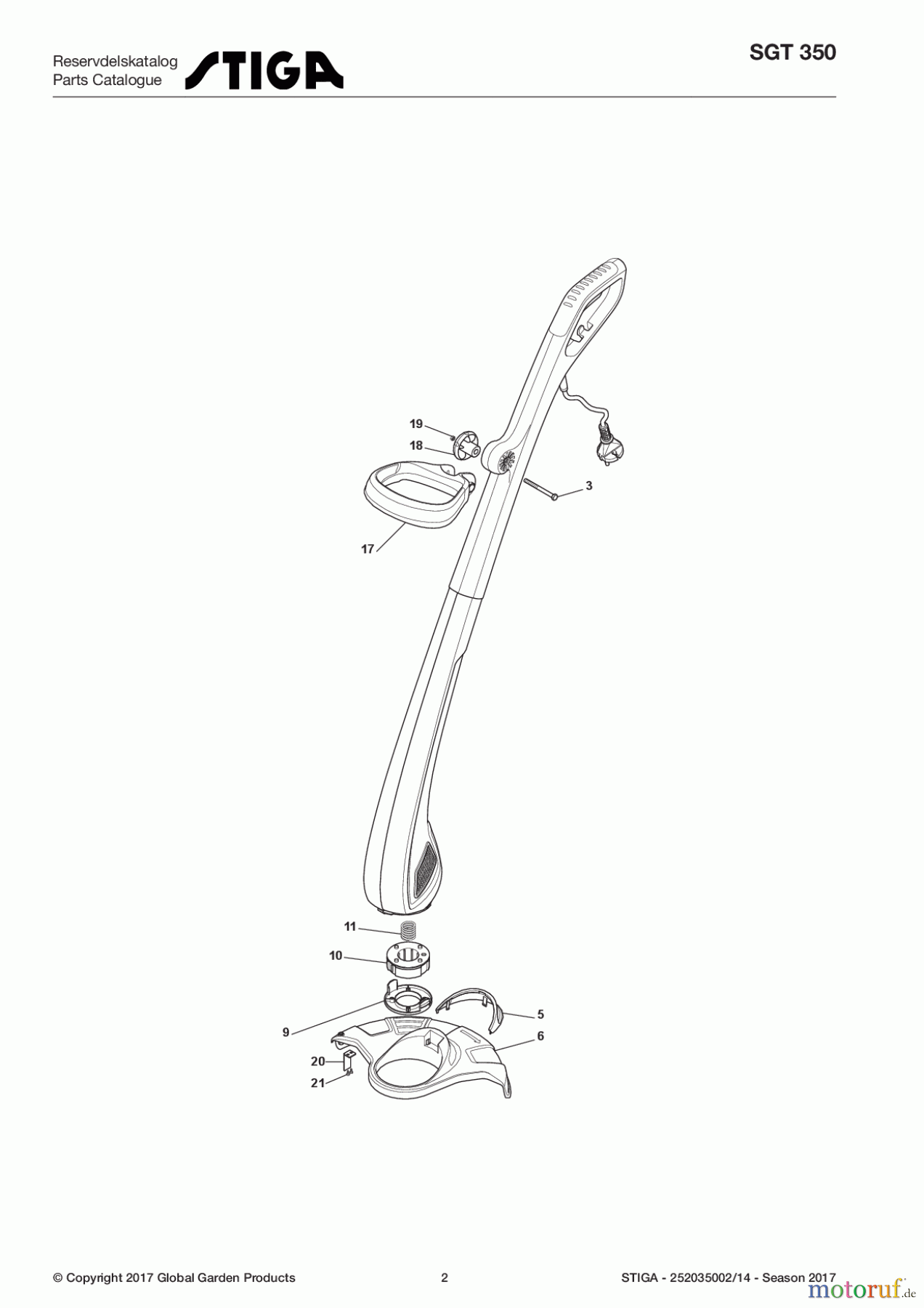  Stiga Motorsensen, Trimmer Baujahr 2017 Elektro 2017 SGT 350 252035002/14 - Season 2017 Electric grass trimmer