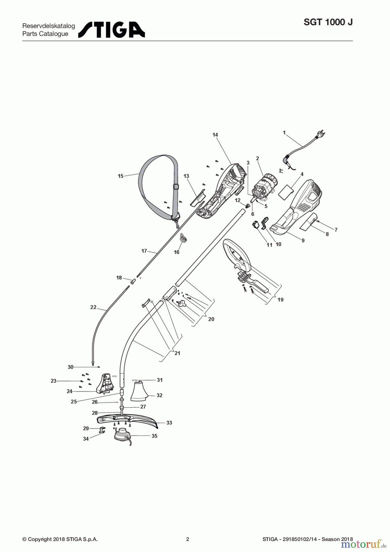 Stiga Motorsensen, Trimmer Baujahr 2017 Elektro 2017 SGT 1000 J 291850102/14 - Season 2017 Electric grass trimmer