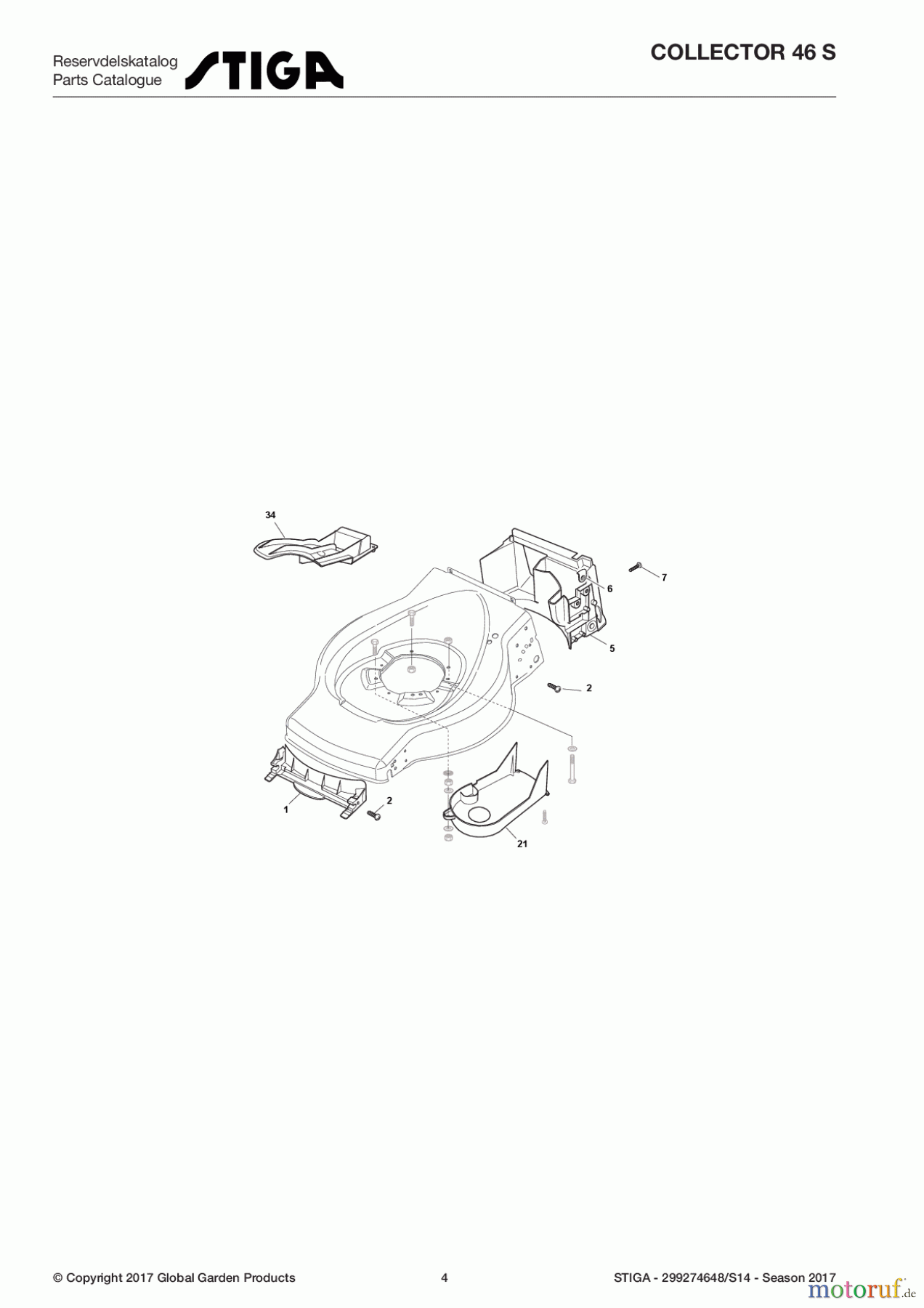  Stiga Rasenmäher Baujahr 2017 Benzin Mit Antrieb 2017 COLLECTOR 46 S 299274648/S14 - Season 2017 Front Conveyor Assy