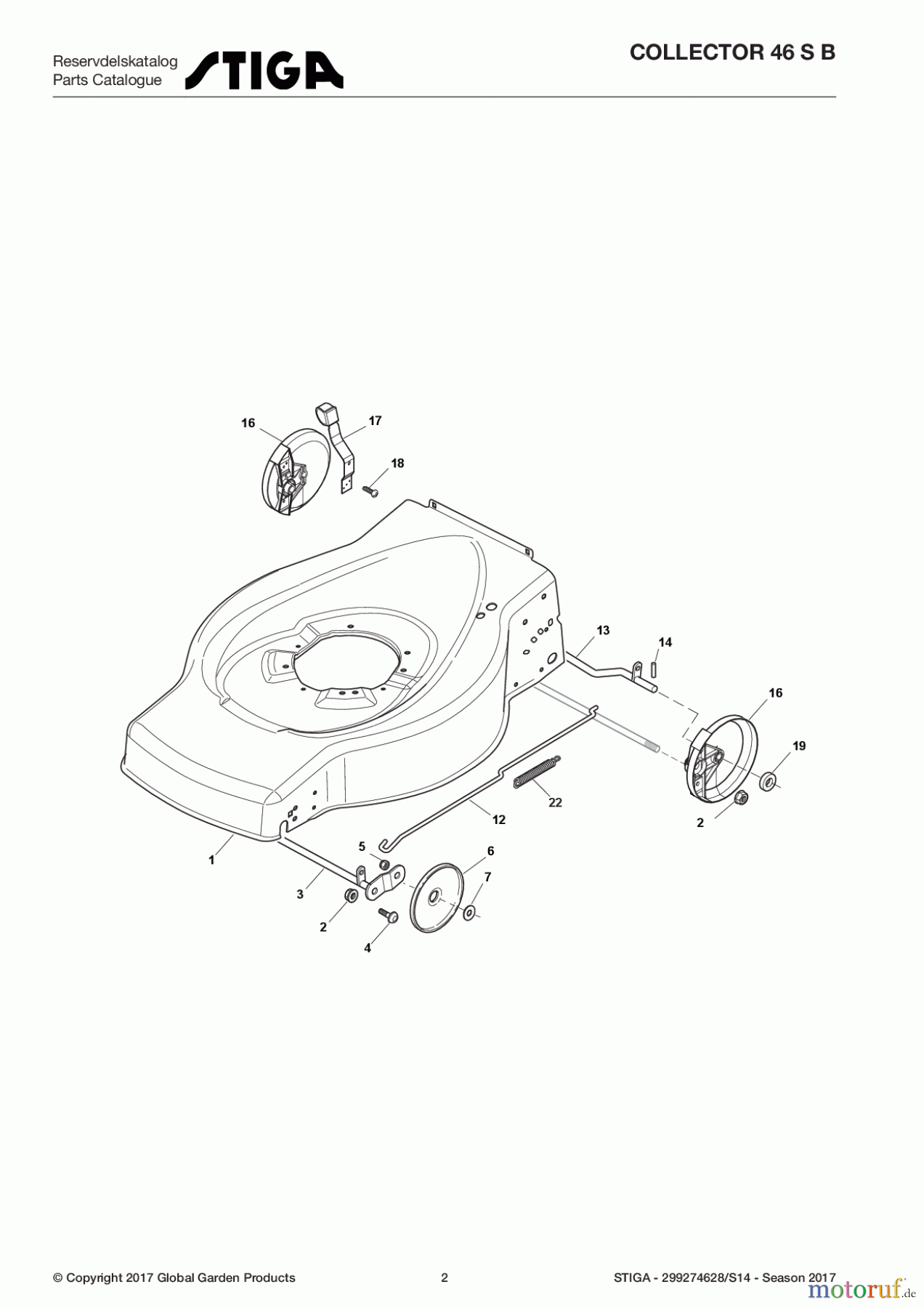  Stiga Rasenmäher Baujahr 2017 Benzin Mit Antrieb 2017 COLLECTOR 46 S B 299274628/S14 - Season 2017 Deck And Height Adjusting