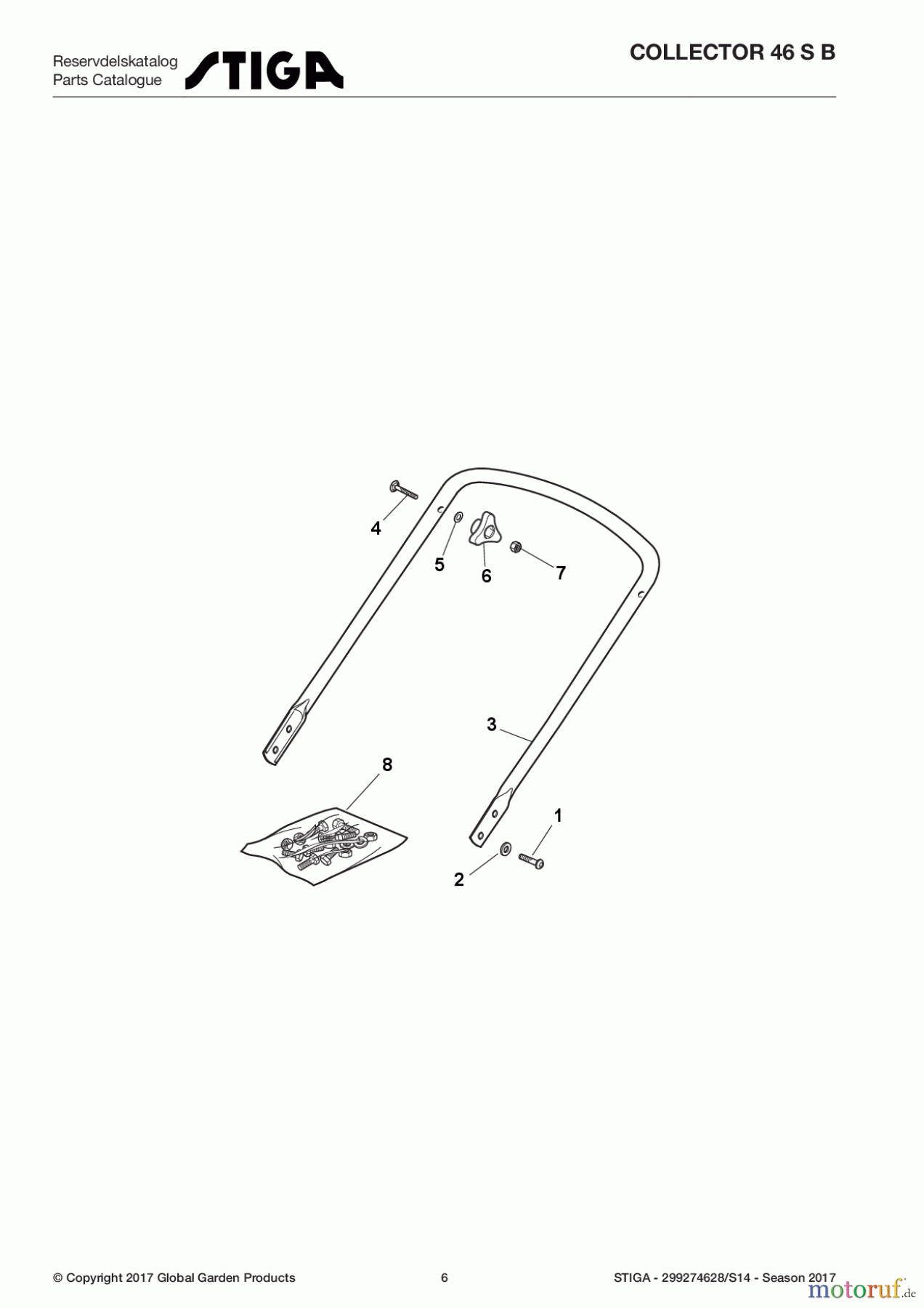  Stiga Rasenmäher Baujahr 2017 Benzin Mit Antrieb 2017 COLLECTOR 46 S B 299274628/S14 - Season 2017 Handle, Lower Part