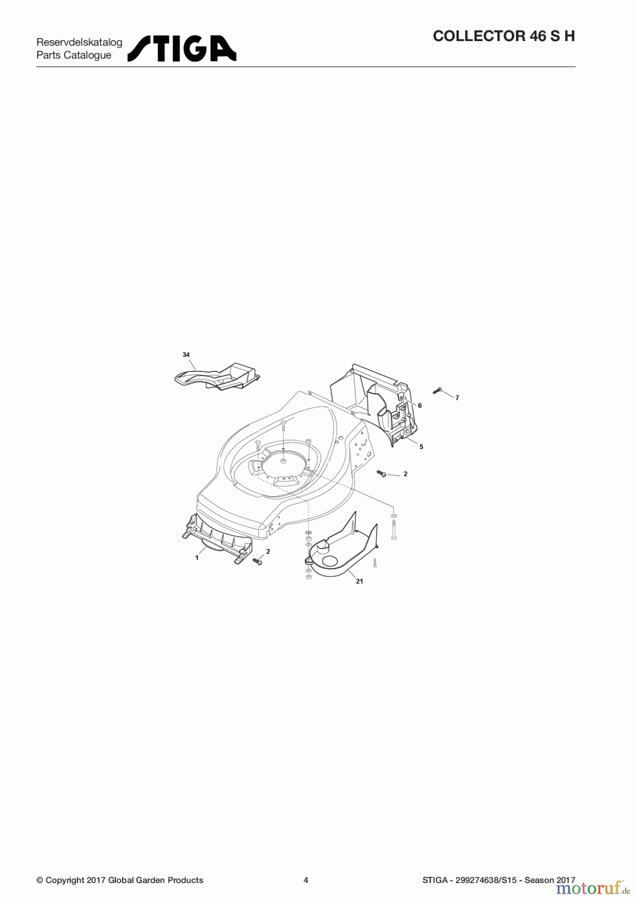 Stiga Rasenmäher Baujahr 2017 Benzin Mit Antrieb 2017 COLLECTOR 46 S H 299274638/S15 - Season 2017 Front Conveyor Assy
