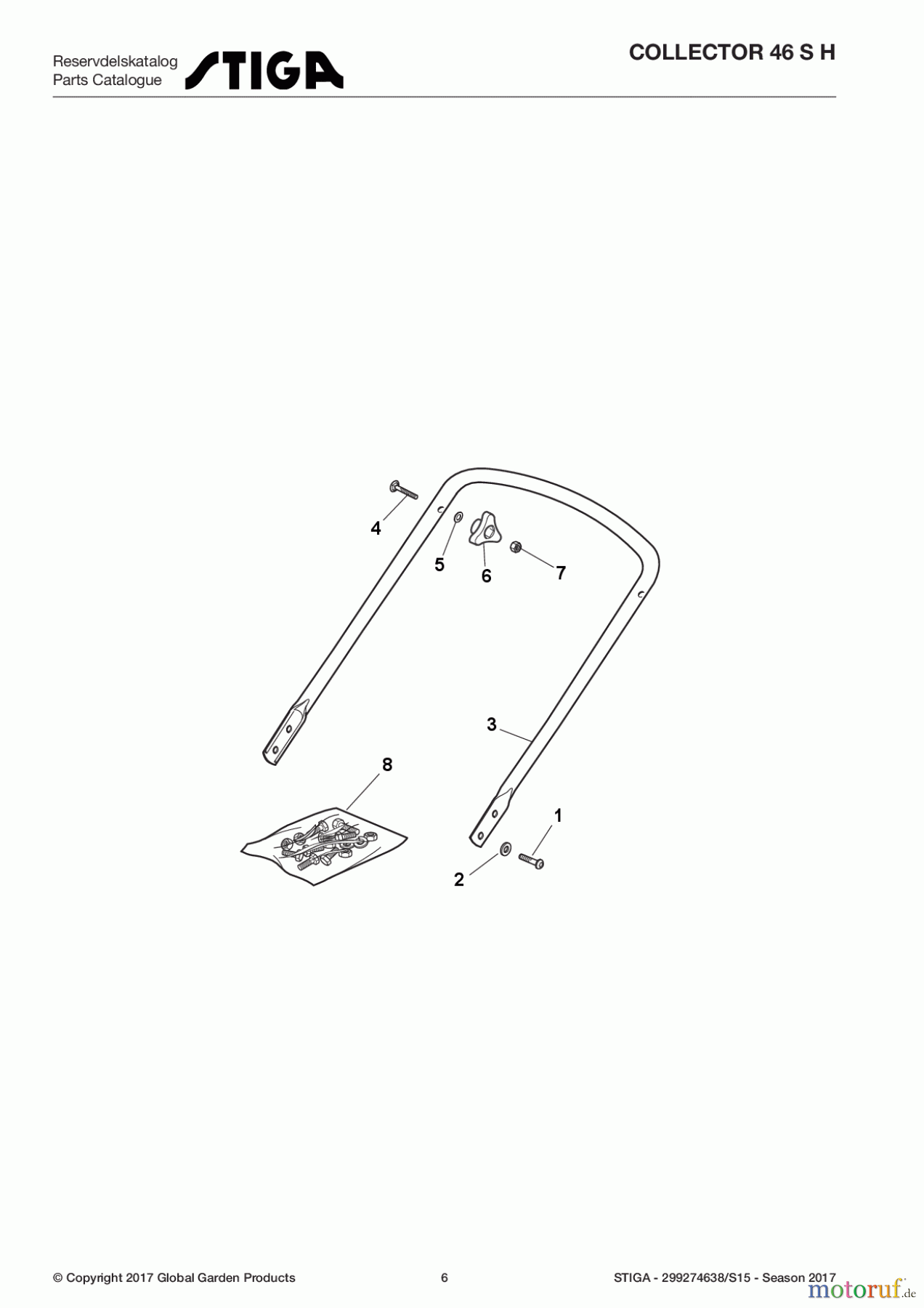 Stiga Rasenmäher Baujahr 2017 Benzin Mit Antrieb 2017 COLLECTOR 46 S H 299274638/S15 - Season 2017 Handle, Lower Part