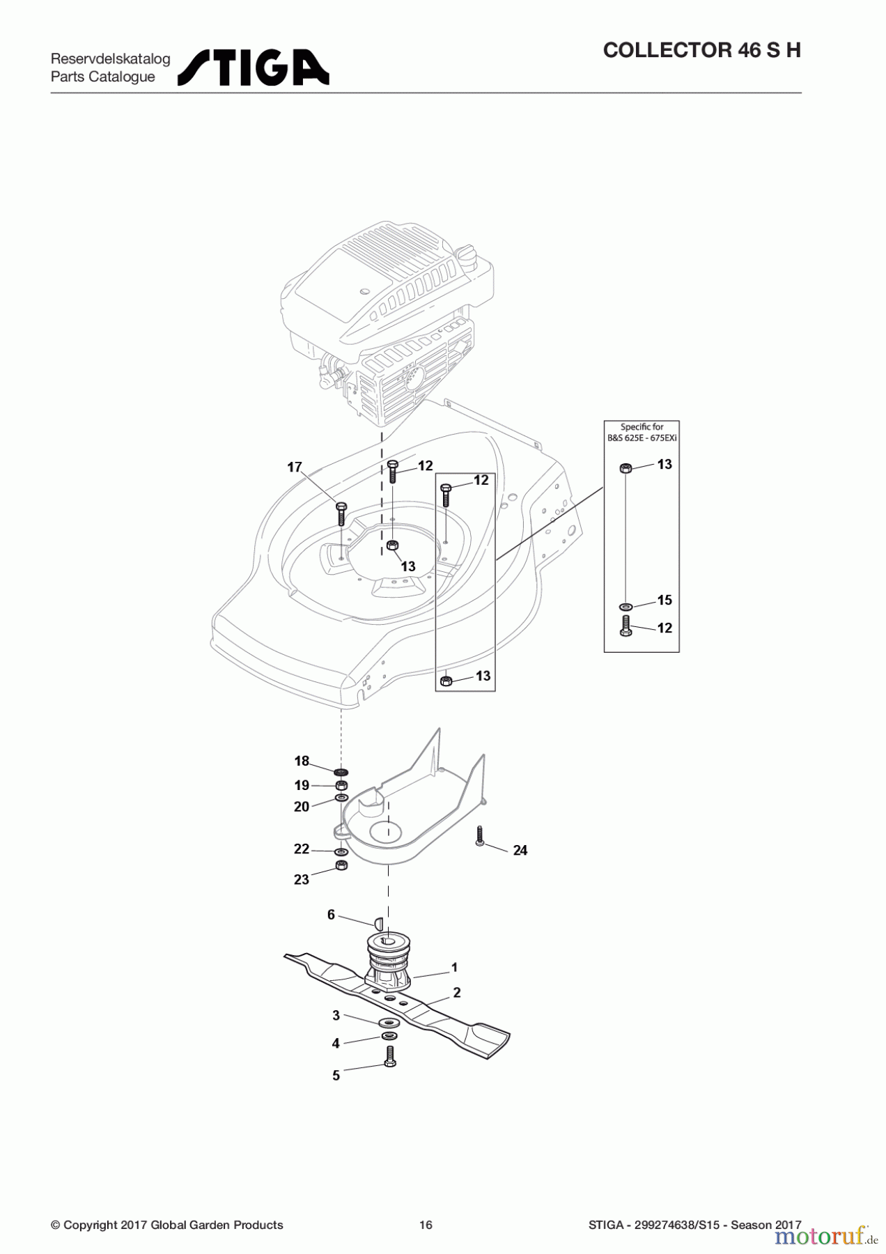  Stiga Rasenmäher Baujahr 2017 Benzin Mit Antrieb 2017 COLLECTOR 46 S H 299274638/S15 - Season 2017 Blade
