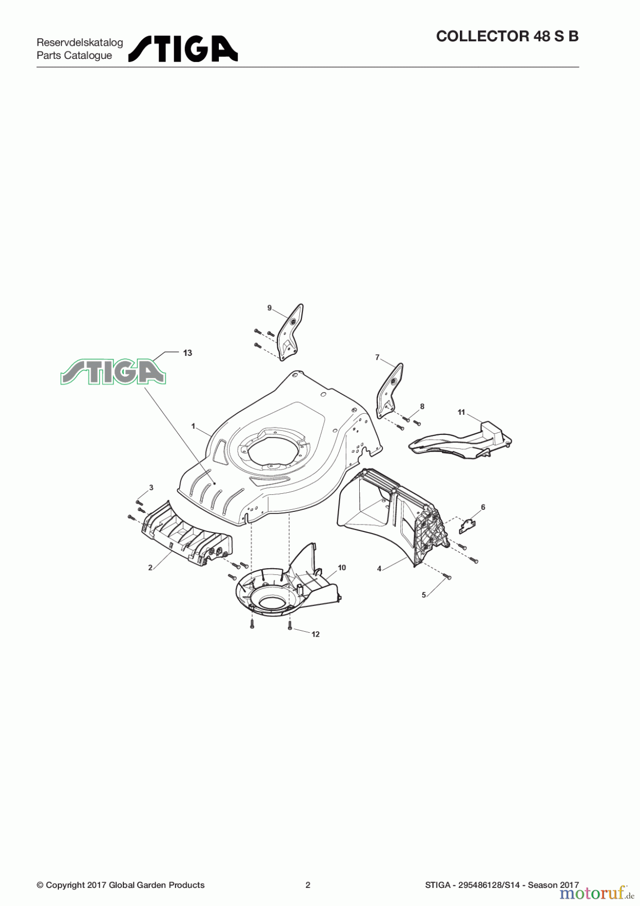 Stiga Rasenmäher Baujahr 2017 Benzin Mit Antrieb 2017 COLLECTOR 48 S B 295486128/S14 - Season 2017 Deck