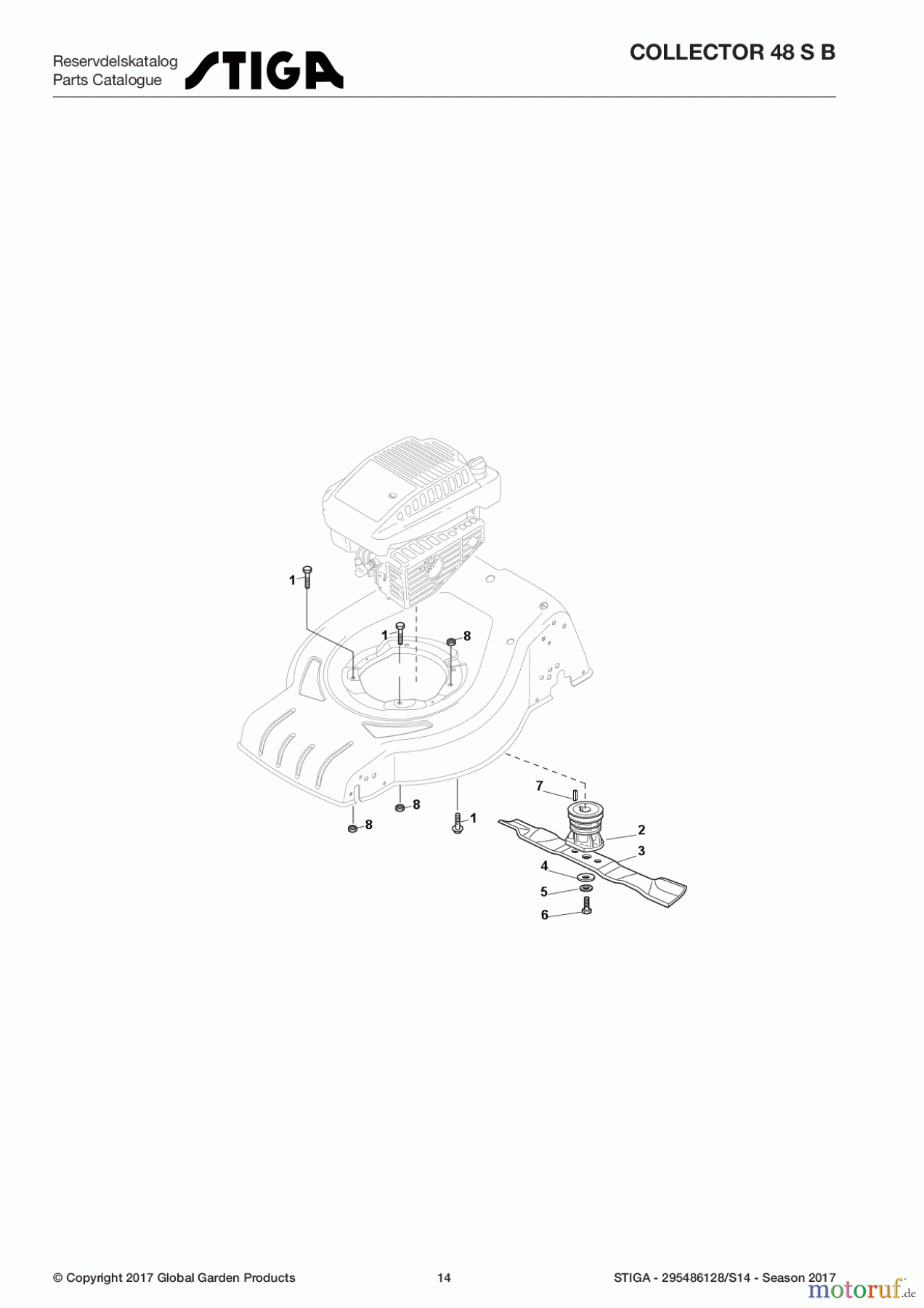 Stiga Rasenmäher Baujahr 2017 Benzin Mit Antrieb 2017 COLLECTOR 48 S B 295486128/S14 - Season 2017 Blade