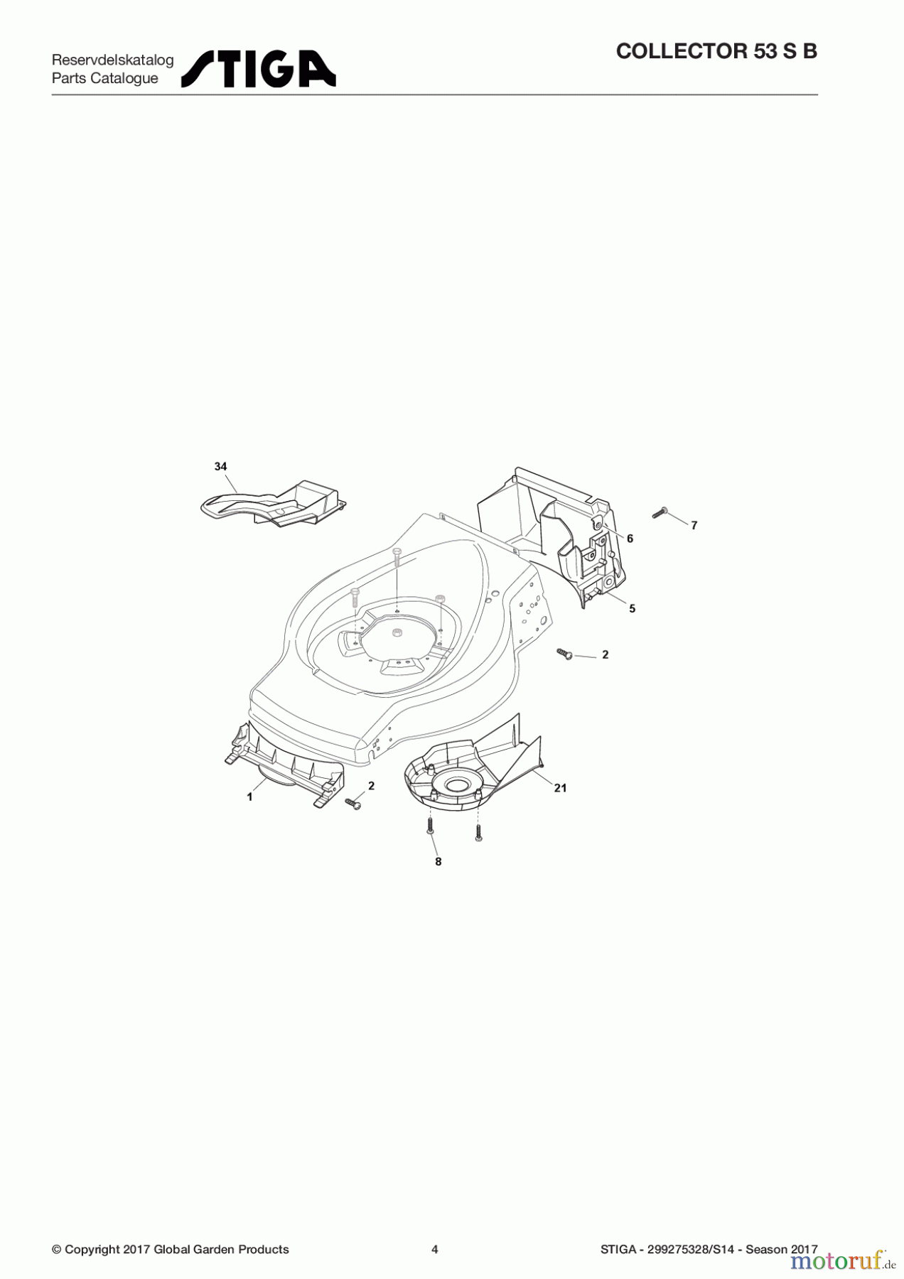 Stiga Rasenmäher Baujahr 2017 Benzin Mit Antrieb 2017 COLLECTOR 53 S B 299275328/S14 - Season 2017 Front Conveyor Assy