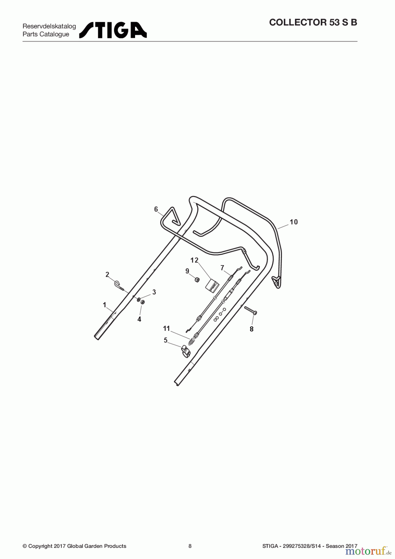Stiga Rasenmäher Baujahr 2017 Benzin Mit Antrieb 2017 COLLECTOR 53 S B 299275328/S14 - Season 2017 Handle, Upper Part