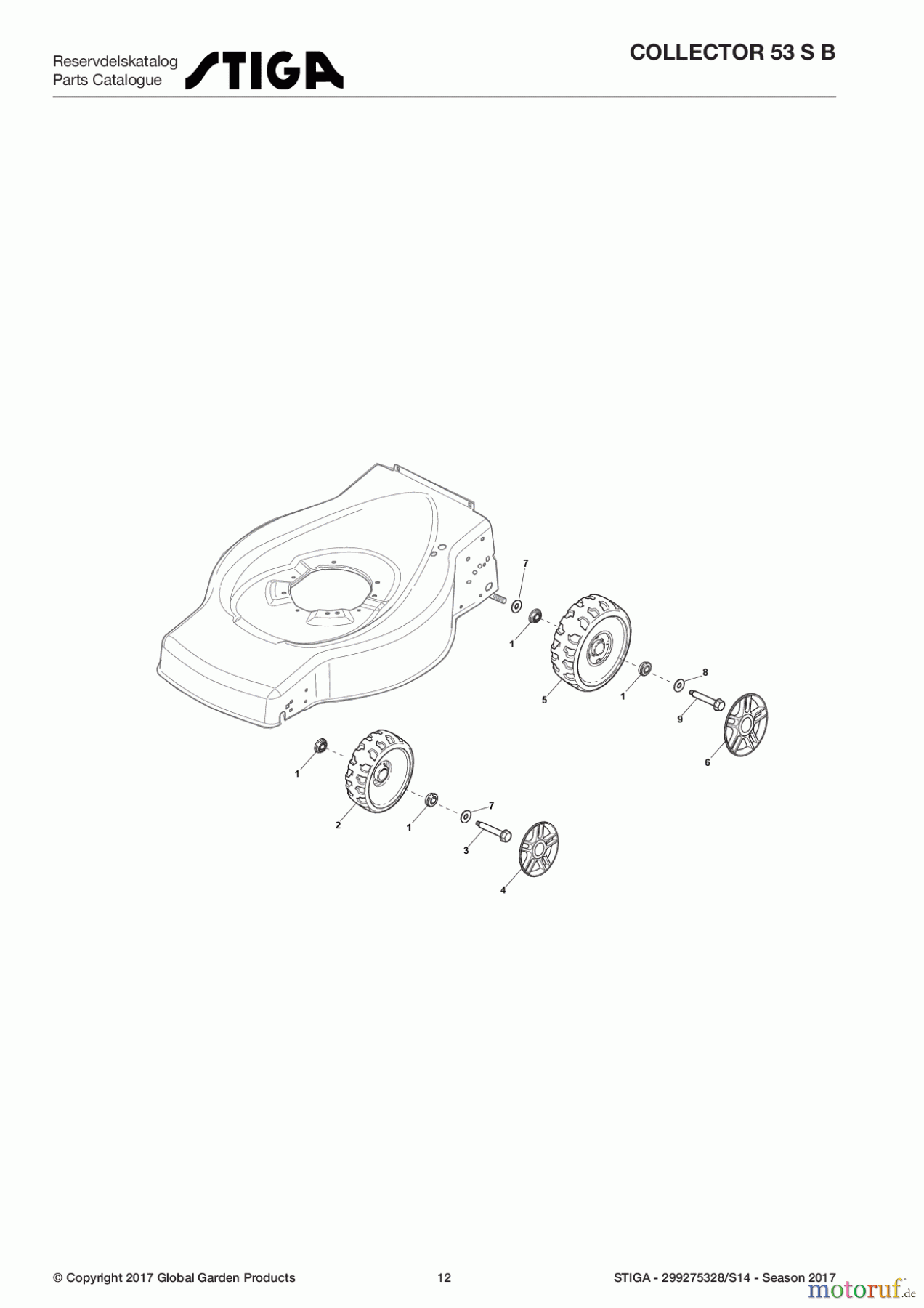 Stiga Rasenmäher Baujahr 2017 Benzin Mit Antrieb 2017 COLLECTOR 53 S B 299275328/S14 - Season 2017 Wheels and Hub Caps