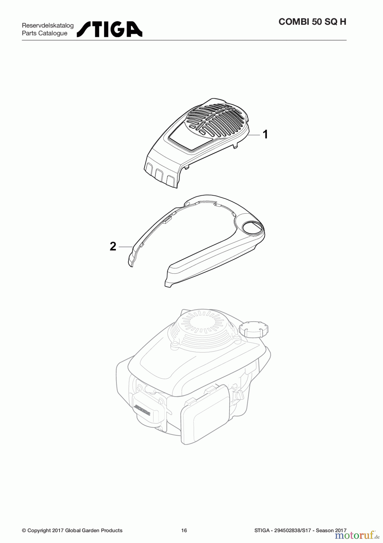  Stiga Rasenmäher Baujahr 2017 Benzin Mit Antrieb 2017 COMBI 50 SQ H 294502838/S17 - Season 2017 Honda Engine Cover