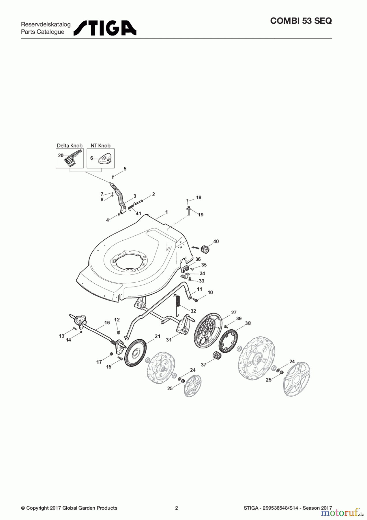 Stiga Rasenmäher Baujahr 2017 Benzin Mit Antrieb 2017 COMBI 53 SEQ 299536548/S14 - Season 2017 Deck And Height Adjusting