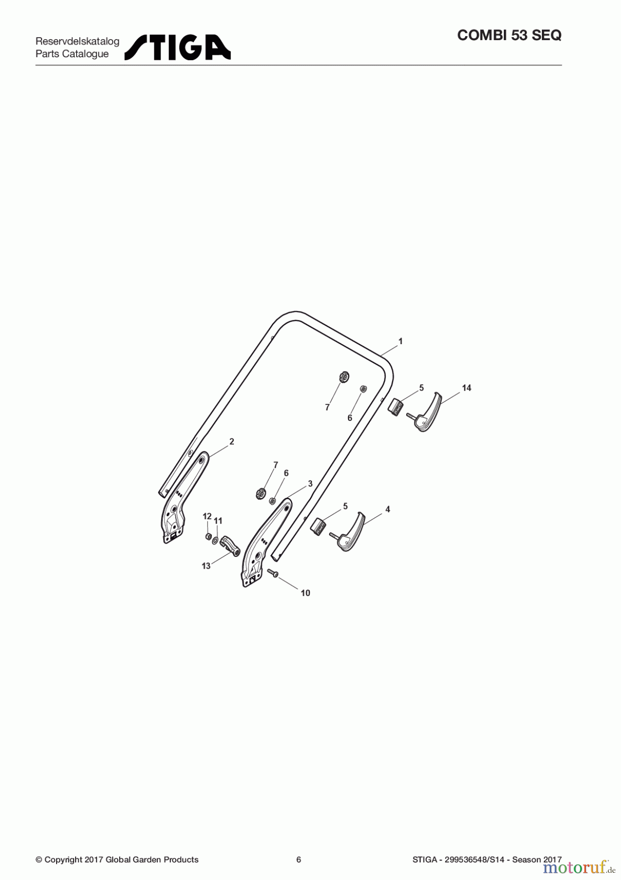 Stiga Rasenmäher Baujahr 2017 Benzin Mit Antrieb 2017 COMBI 53 SEQ 299536548/S14 - Season 2017 Handle, Lower Part