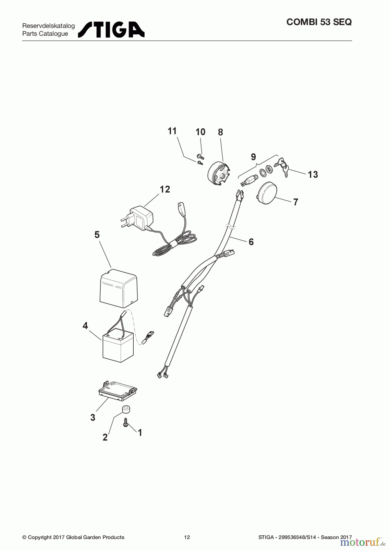 Stiga Rasenmäher Baujahr 2017 Benzin Mit Antrieb 2017 COMBI 53 SEQ 299536548/S14 - Season 2017 Electric Start Controls
