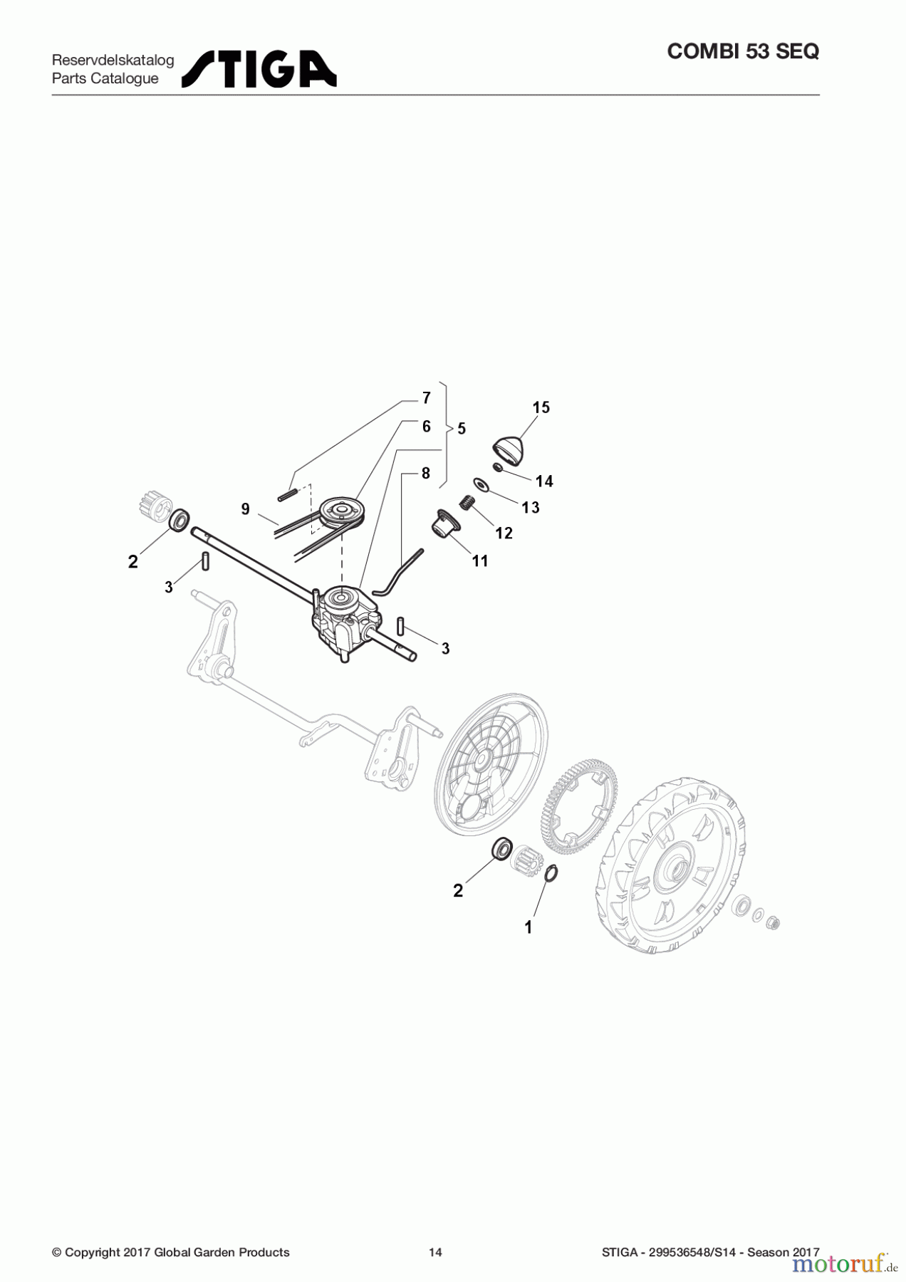 Stiga Rasenmäher Baujahr 2017 Benzin Mit Antrieb 2017 COMBI 53 SEQ 299536548/S14 - Season 2017 Transmission