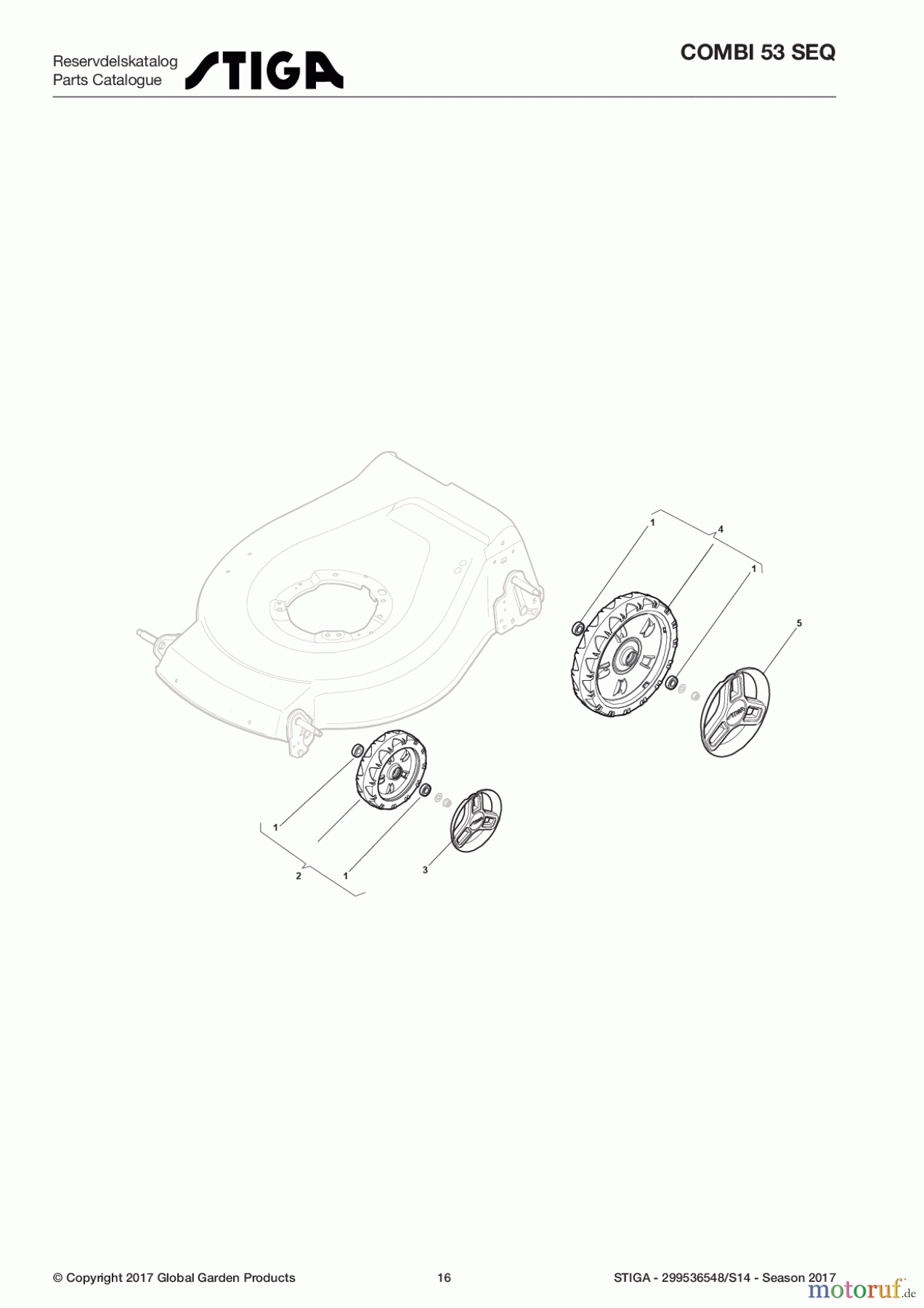 Stiga Rasenmäher Baujahr 2017 Benzin Mit Antrieb 2017 COMBI 53 SEQ 299536548/S14 - Season 2017 Wheels and Hub Caps