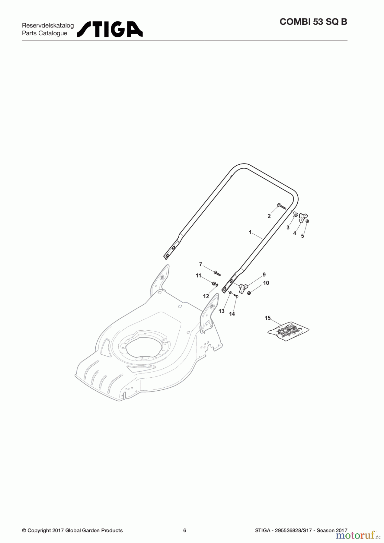  Stiga Rasenmäher Baujahr 2017 Benzin Mit Antrieb 2017 COMBI 53 SQ B 295536828/S17 - Season 2017 Handle, Lower Part