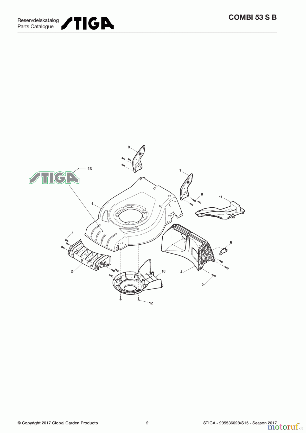 Stiga Rasenmäher Baujahr 2017 Benzin Mit Antrieb 2017 COMBI 53 S B 295536028/S15 - Season 2017 Deck