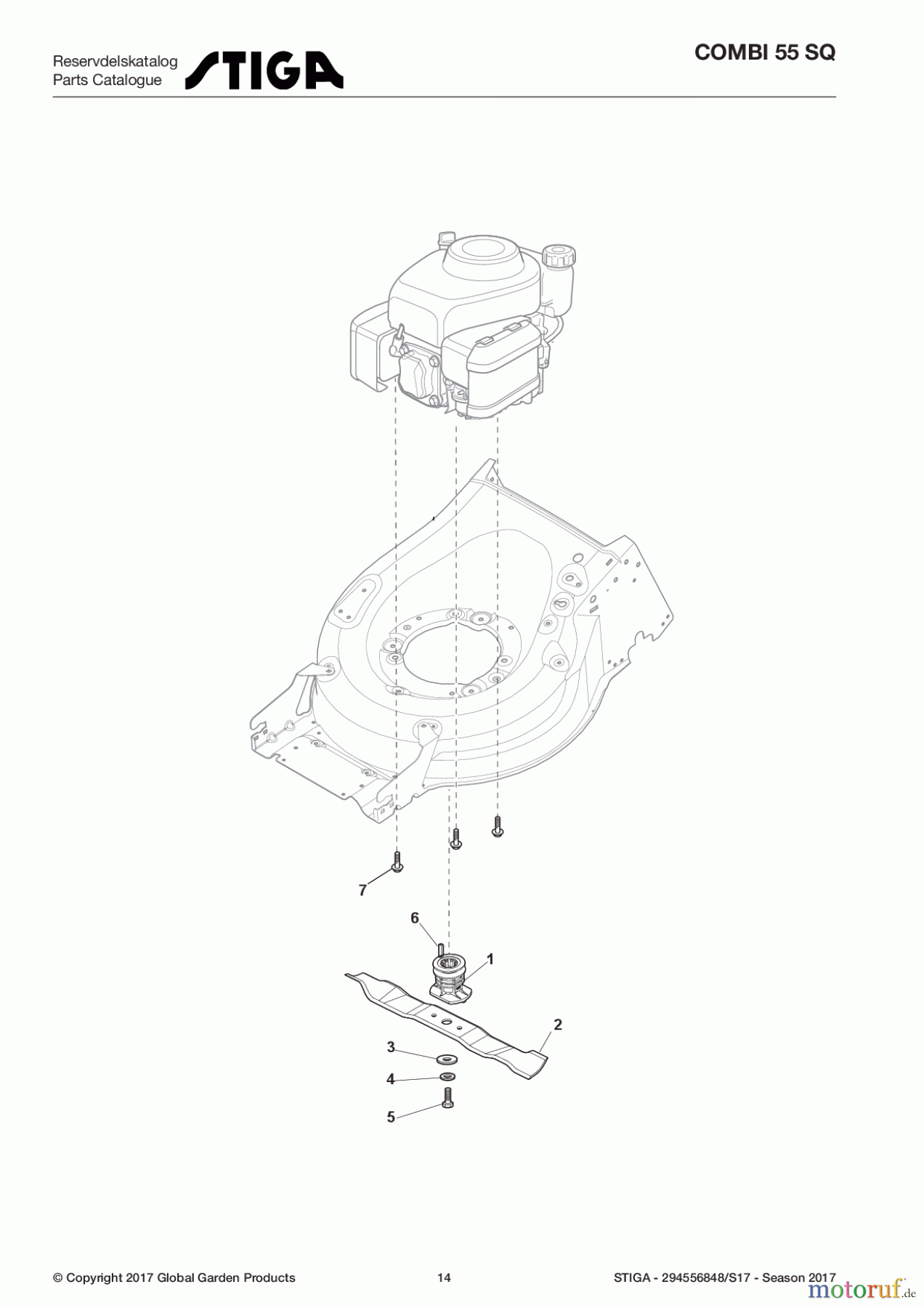 Stiga Rasenmäher Baujahr 2017 Benzin Mit Antrieb 2017 COMBI 55 SQ 294556848/S17 - Season 2017 Blade