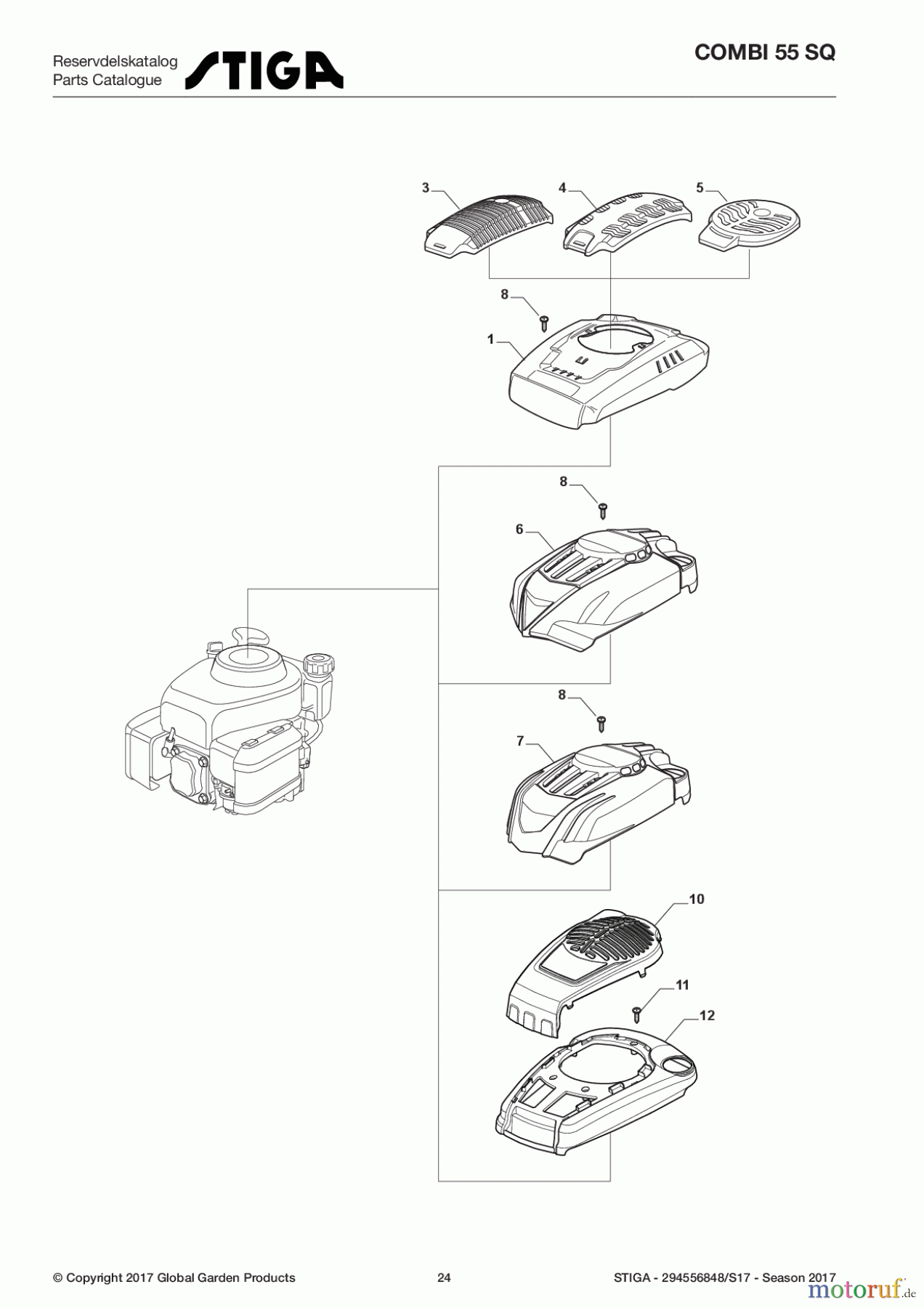 Stiga Rasenmäher Baujahr 2017 Benzin Mit Antrieb 2017 COMBI 55 SQ 294556848/S17 - Season 2017 Engine Cover