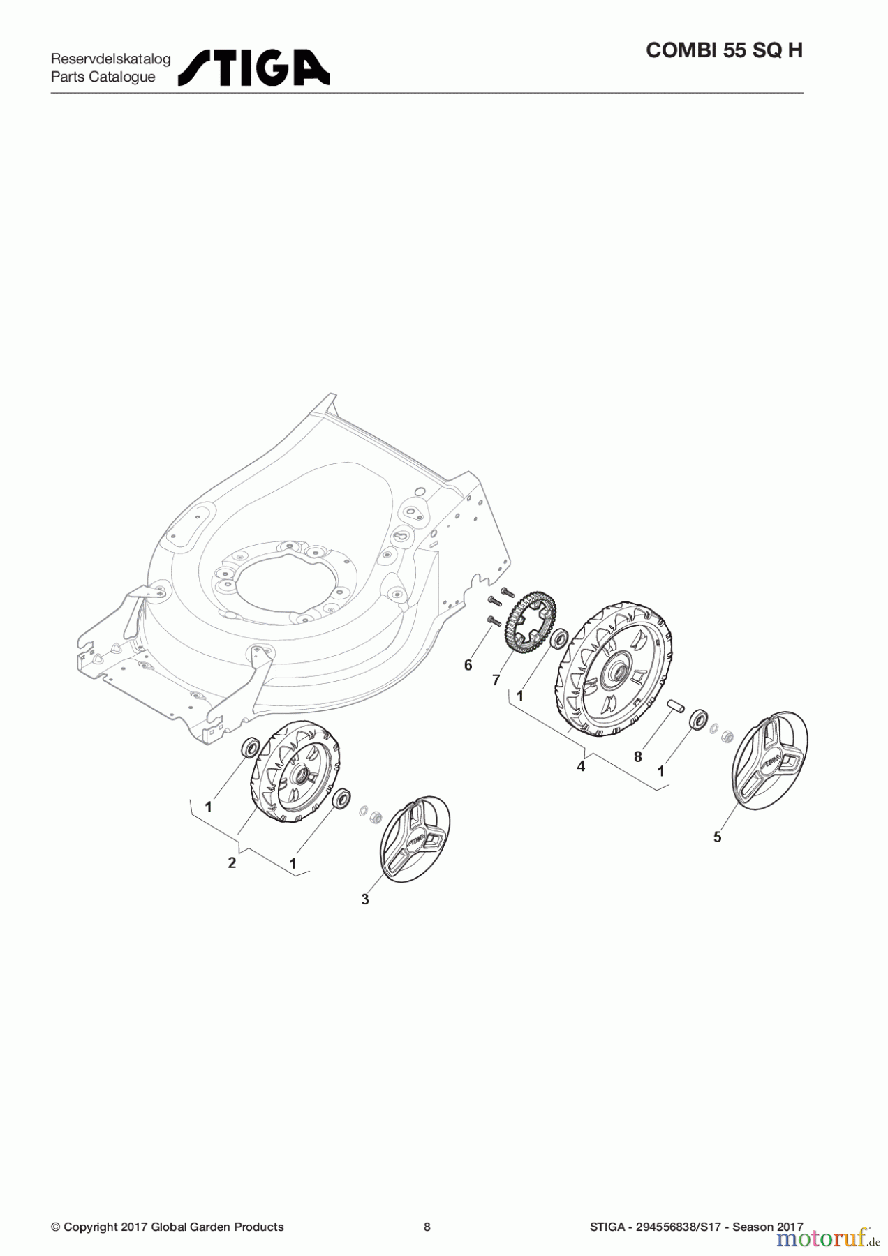  Stiga Rasenmäher Baujahr 2017 Benzin Mit Antrieb 2017 COMBI 55 SQ H 294556838/S17 - Season 2017 Wheels and Hub Caps