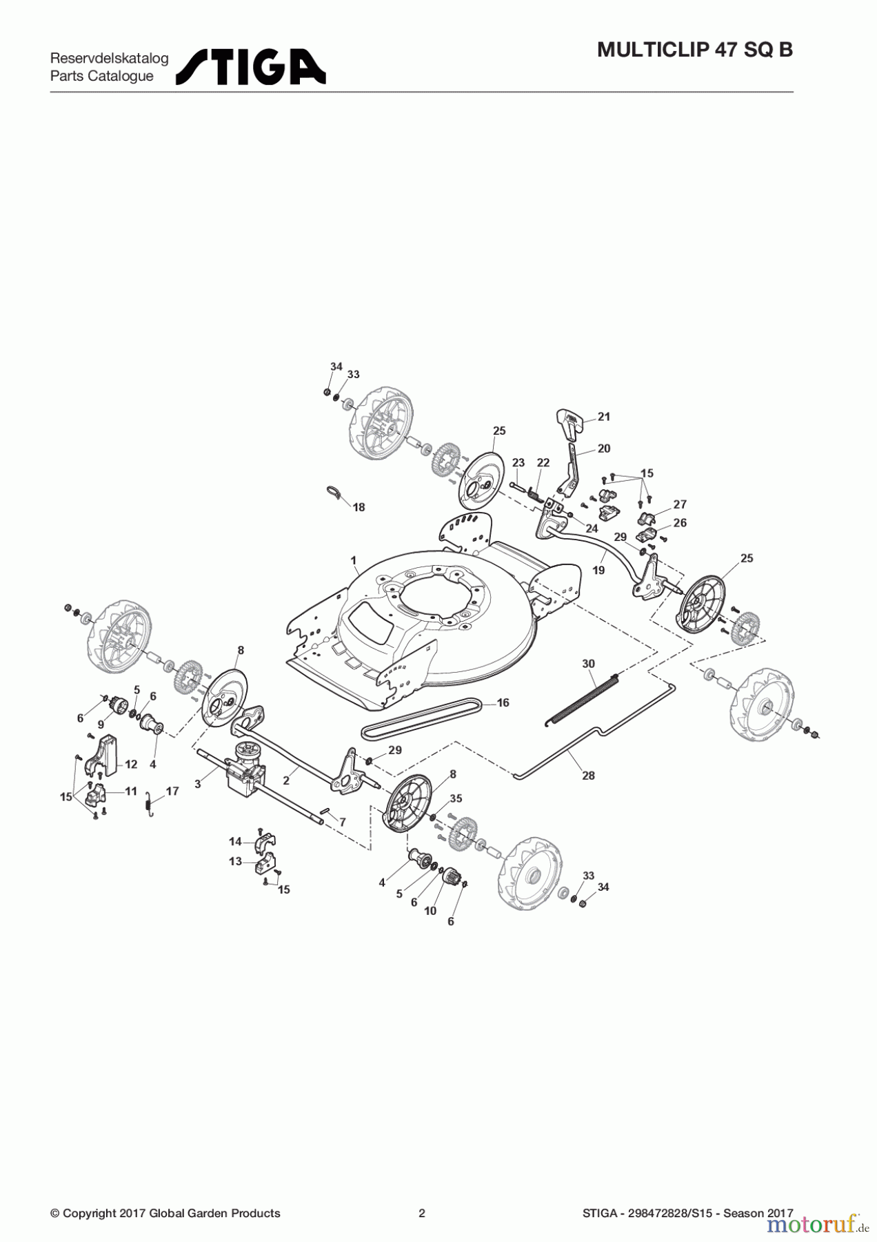 Stiga Rasenmäher Baujahr 2017 Benzin Mit Antrieb 2017 MULTICLIP 47 SQ B 298472828/S15 - Season 2017 Deck And Height Adjusting