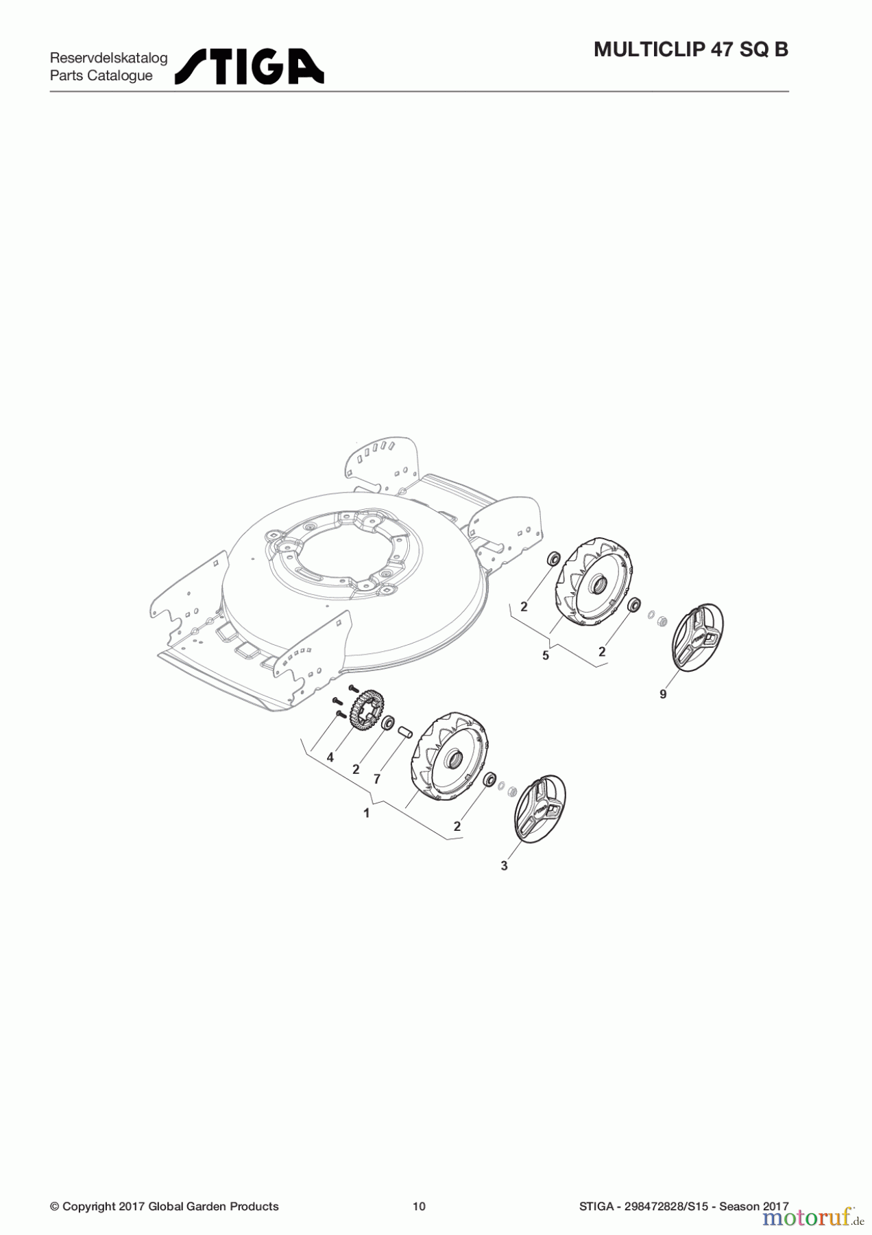  Stiga Rasenmäher Baujahr 2017 Benzin Mit Antrieb 2017 MULTICLIP 47 SQ B 298472828/S15 - Season 2017 Wheels and Hub Caps