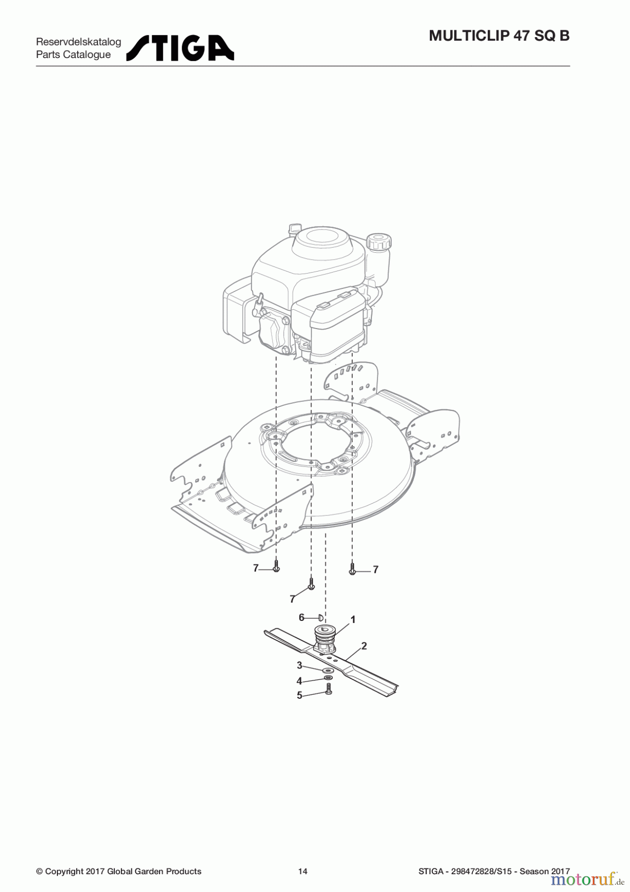Stiga Rasenmäher Baujahr 2017 Benzin Mit Antrieb 2017 MULTICLIP 47 SQ B 298472828/S15 - Season 2017 Blade