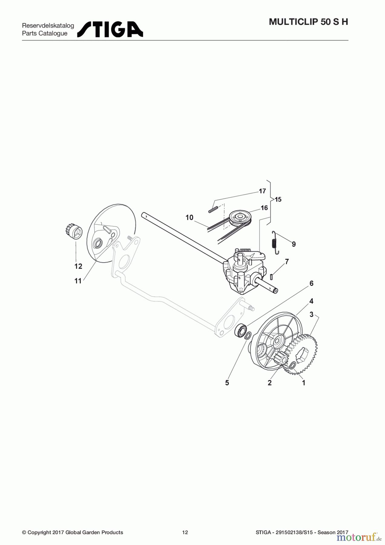 Stiga Rasenmäher Baujahr 2017 Benzin Mit Antrieb 2017 MULTICLIP 50 S H 291502138/S15 - Season 2017 Transmission