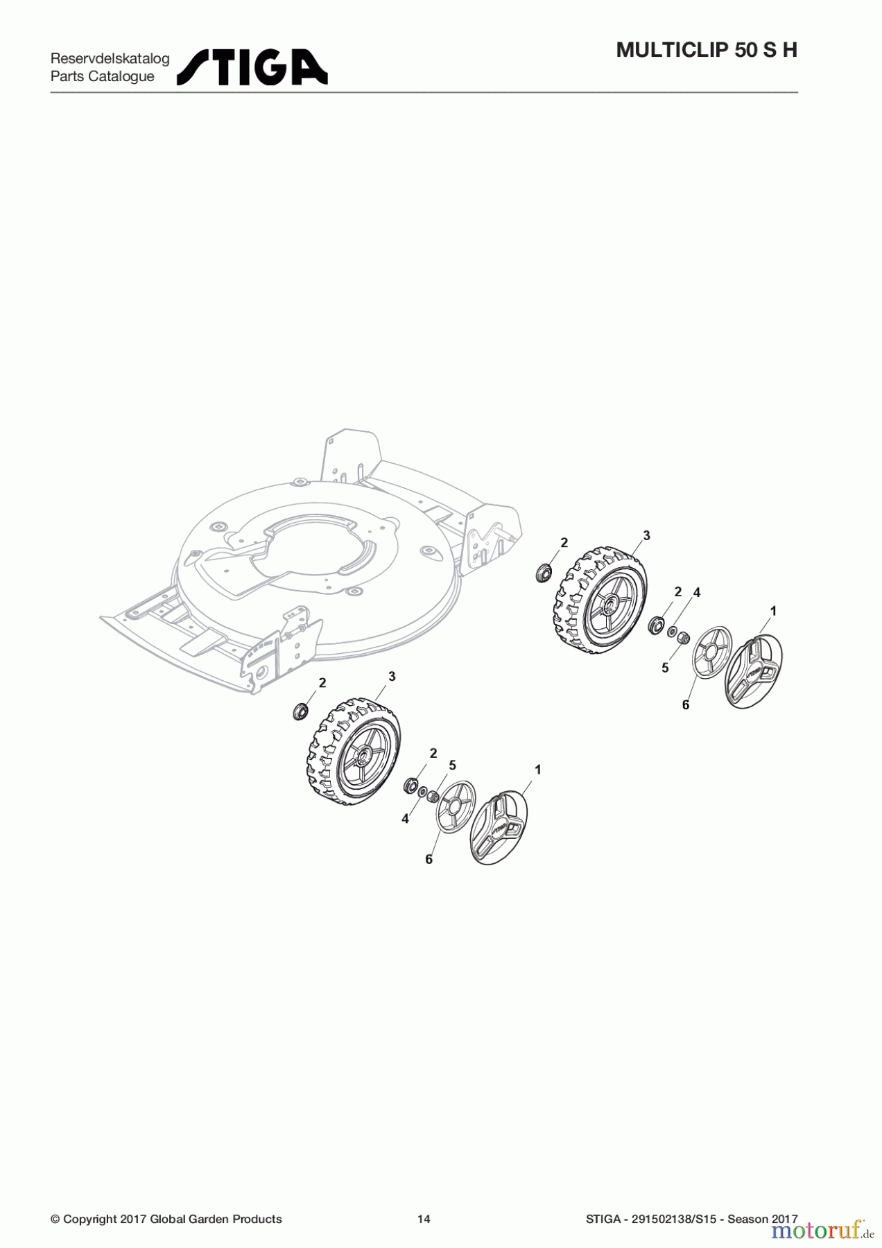 Stiga Rasenmäher Baujahr 2017 Benzin Mit Antrieb 2017 MULTICLIP 50 S H 291502138/S15 - Season 2017 Wheels and Hub Caps