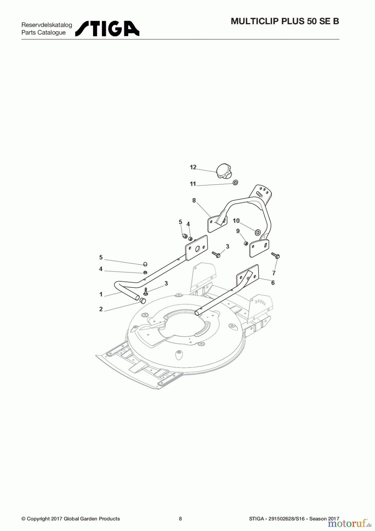 Stiga Rasenmäher Baujahr 2017 Benzin Mit Antrieb 2017 MULTICLIP PLUS 50 SE B 291502628/S16 - Season 2017 Handle, Lower Part