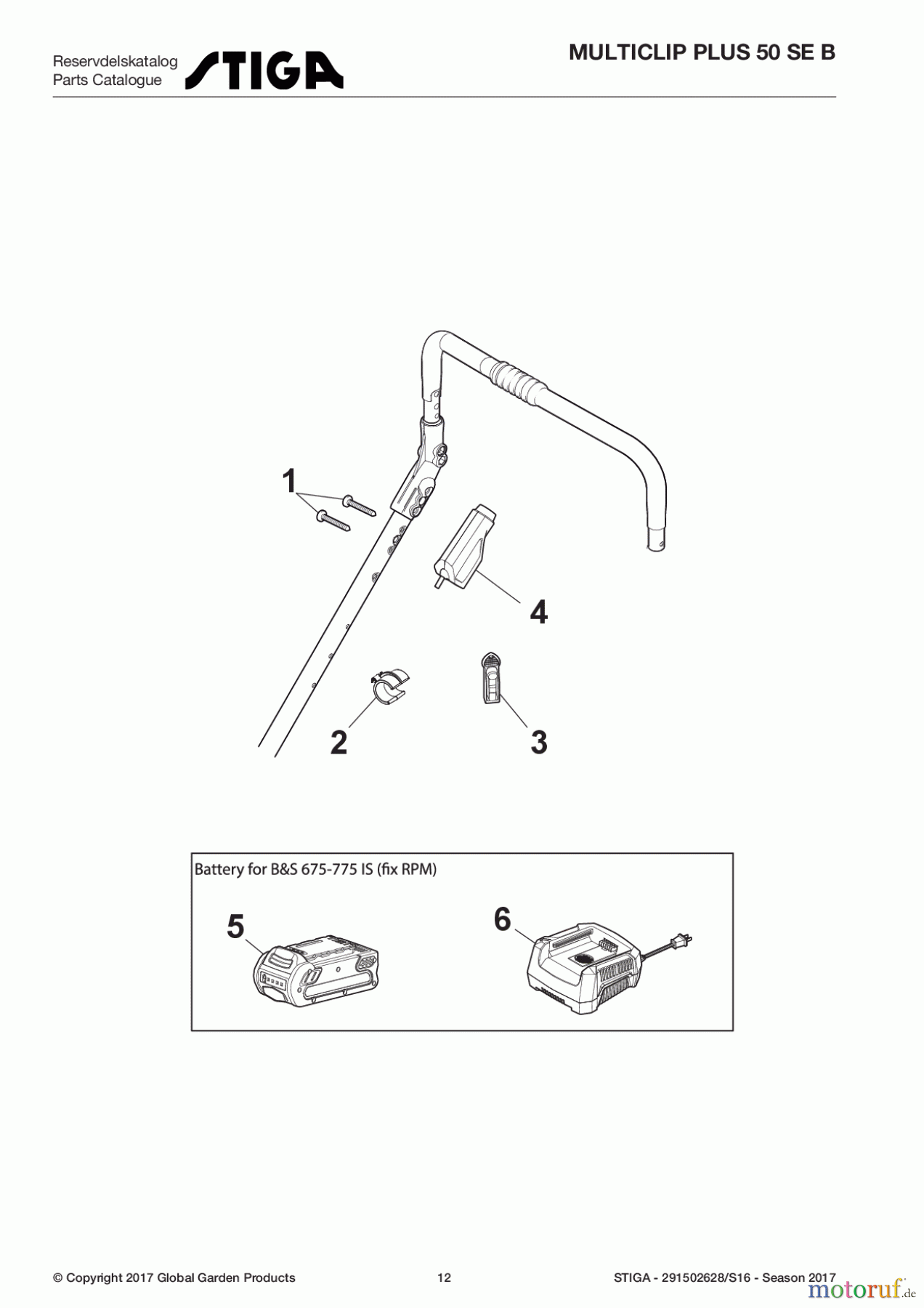Stiga Rasenmäher Baujahr 2017 Benzin Mit Antrieb 2017 MULTICLIP PLUS 50 SE B 291502628/S16 - Season 2017 Electric Start Controls