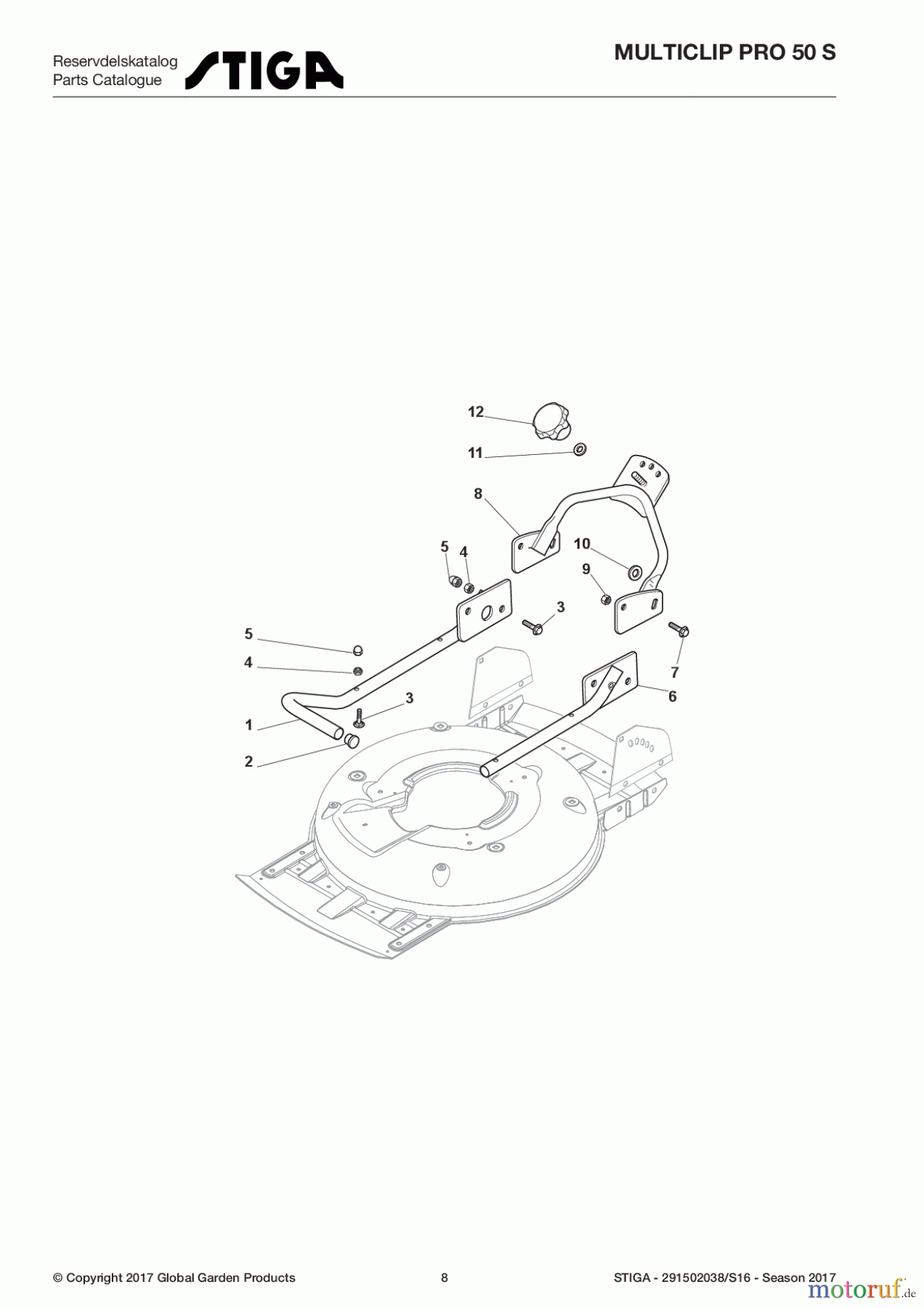  Stiga Rasenmäher Baujahr 2017 Benzin Mit Antrieb 2017 MULTICLIP PRO 50 S 291502038/S16 - Season 2017 Handle, Lower Part