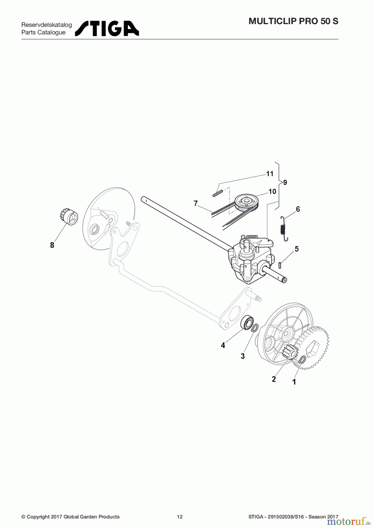 Stiga Rasenmäher Baujahr 2017 Benzin Mit Antrieb 2017 MULTICLIP PRO 50 S 291502038/S16 - Season 2017 Transmission