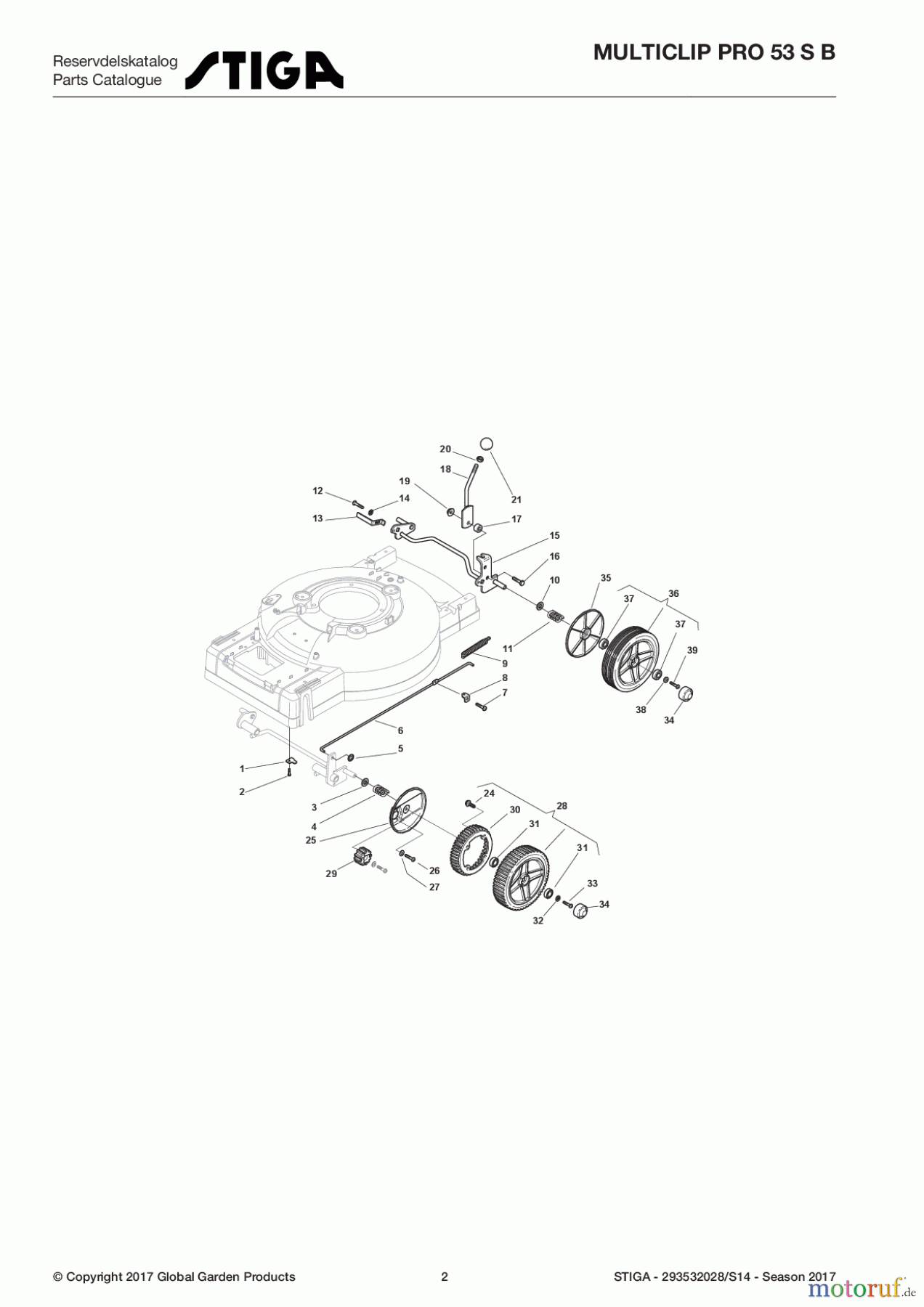 Stiga Rasenmäher Baujahr 2017 Benzin Mit Antrieb 2017 MULTICLIP PRO 53 S B 293532028/S14 - Season 2017 Wheel and Hub Cap