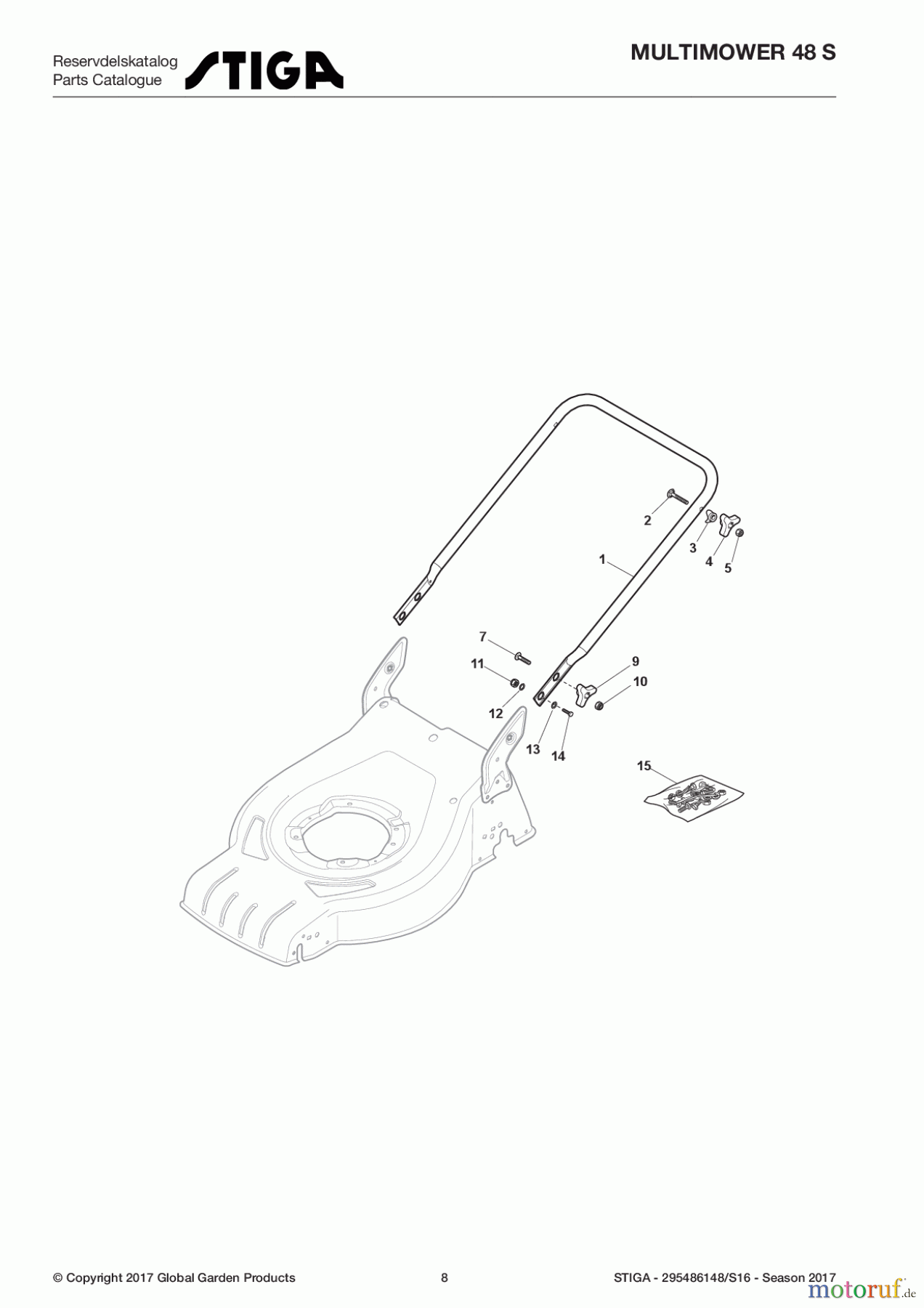 Stiga Rasenmäher Baujahr 2017 Benzin Mit Antrieb 2017 MULTIMOWER 48 S 295486148/S16 - Season 2017 Handle, Lower Part