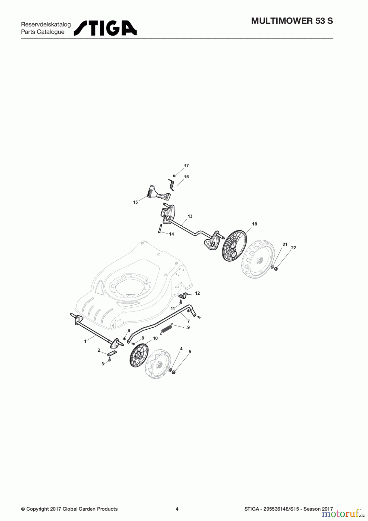 Stiga Rasenmäher Baujahr 2017 Benzin Mit Antrieb 2017 MULTIMOWER 53 S 295536148/S15 - Season 2017 Height Adjusting