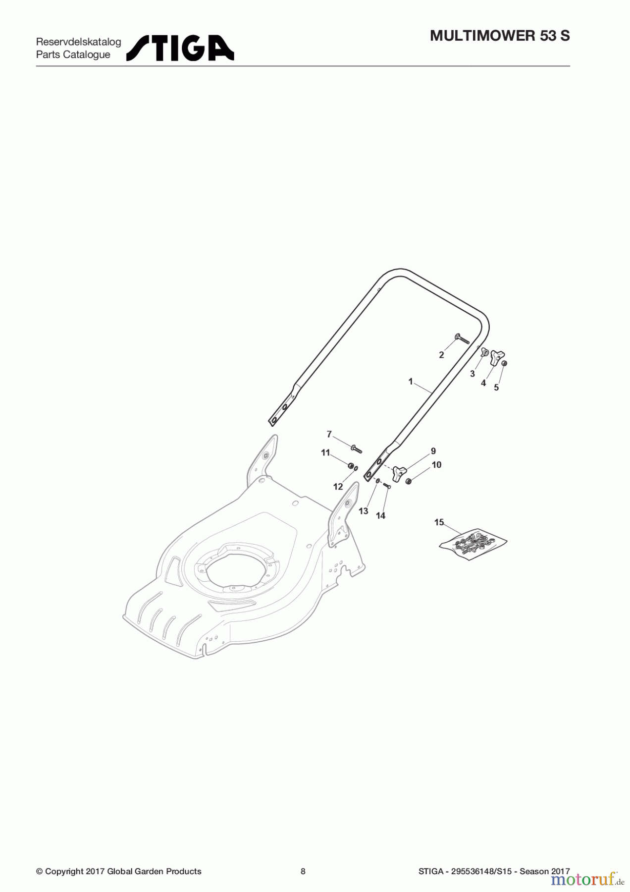 Stiga Rasenmäher Baujahr 2017 Benzin Mit Antrieb 2017 MULTIMOWER 53 S 295536148/S15 - Season 2017 Handle, Lower Part