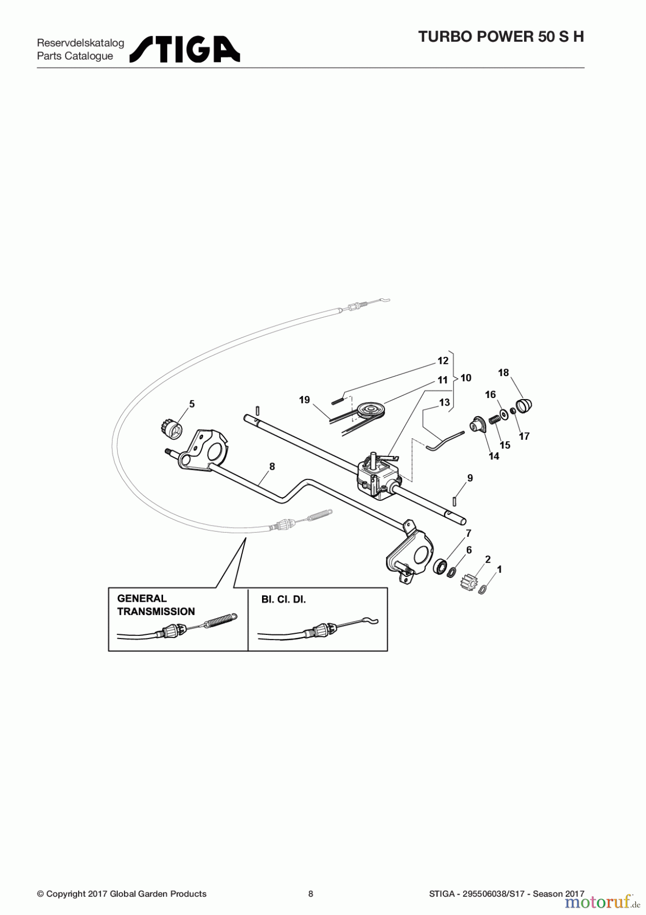 Stiga Rasenmäher Baujahr 2017 Benzin Mit Antrieb 2017 TURBO POWER 50 S H 295506038/S17 - Season 2017 Transmission