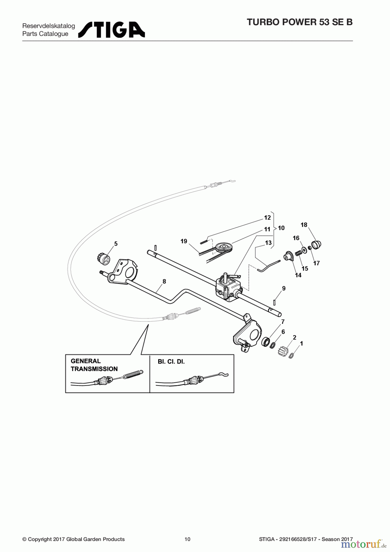 Stiga Rasenmäher Baujahr 2017 Benzin Mit Antrieb 2017 TURBO POWER 53 SE B 292166528/S17 - Season 2017 Transmission